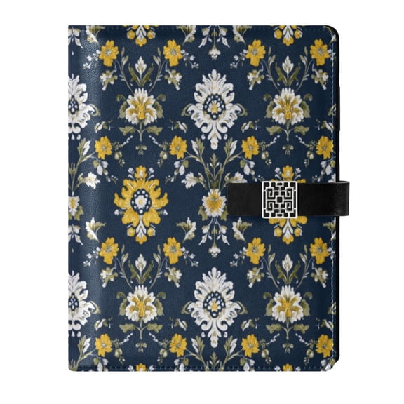Leather Planner Leather Notebook Notebook Journal Binder Design Pen Pocket Design Convenient for Storage Indigo Flora Sunlit Petals