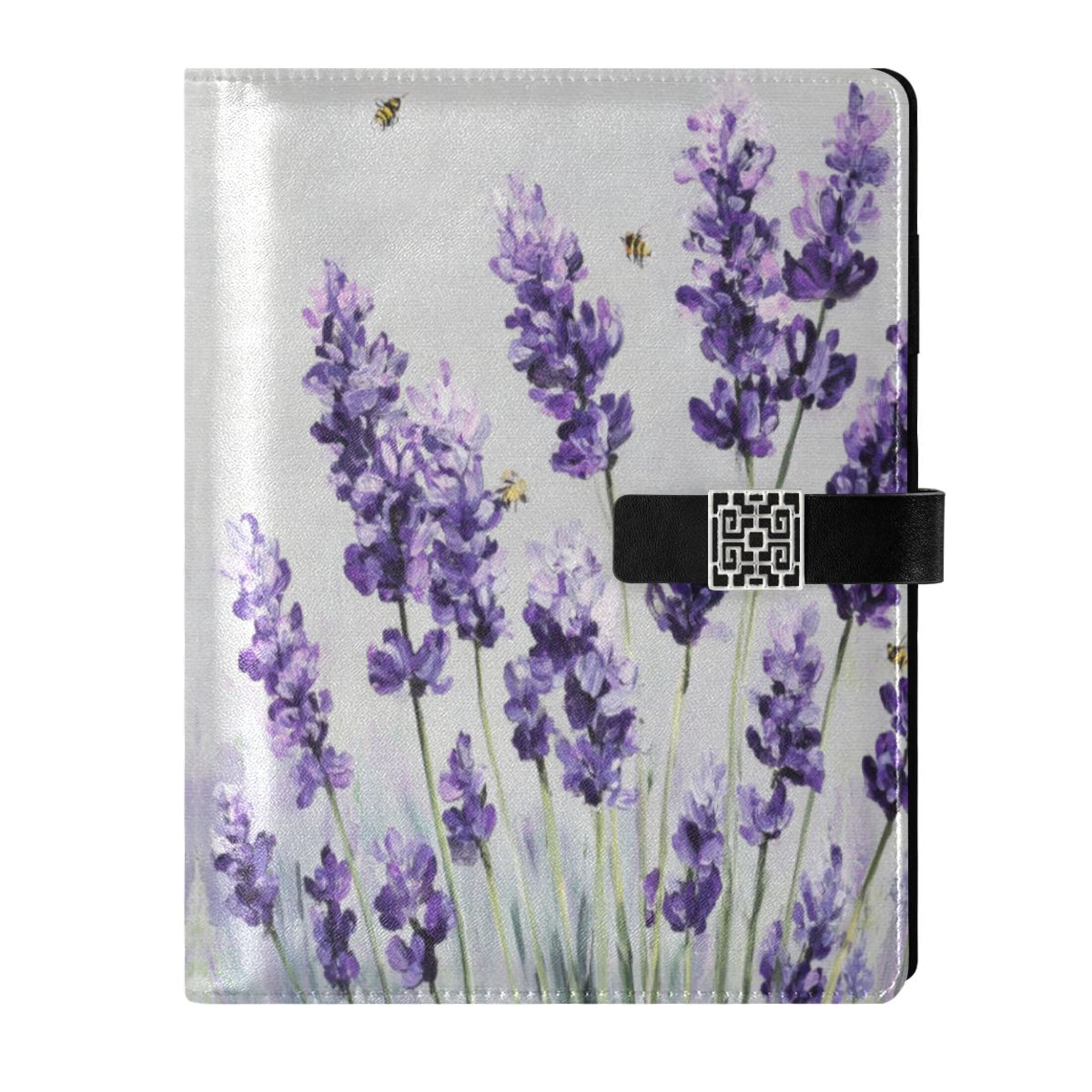 Leather Planner Leather Notebook Notebook Journal Binder Design Pen Pocket Design Convenient for Storage Lavender Field Watercolor