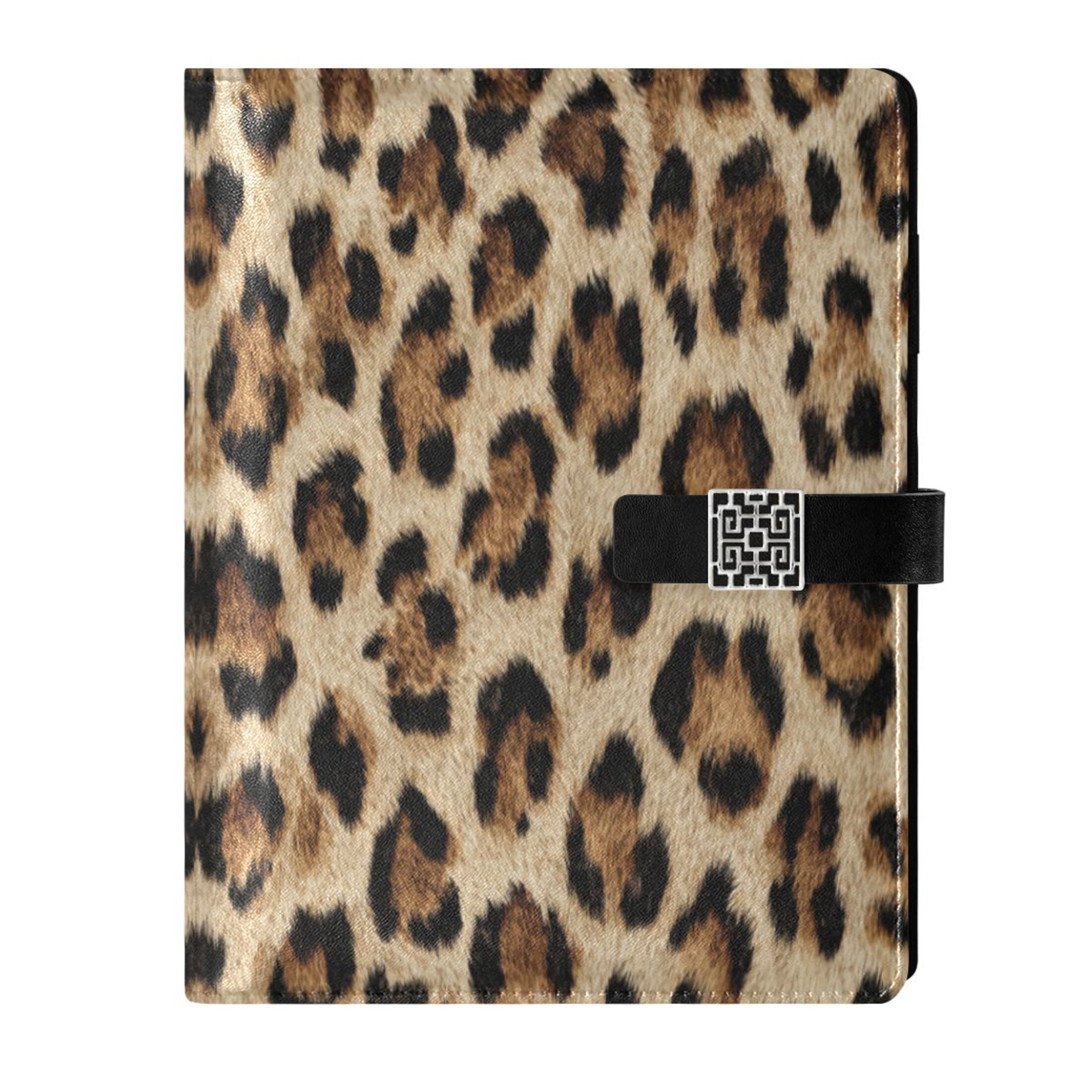 Leather Planner Leather Notebook Notebook Journal Binder Design Pen Pocket Design Convenient for Storage Leopard Pattern