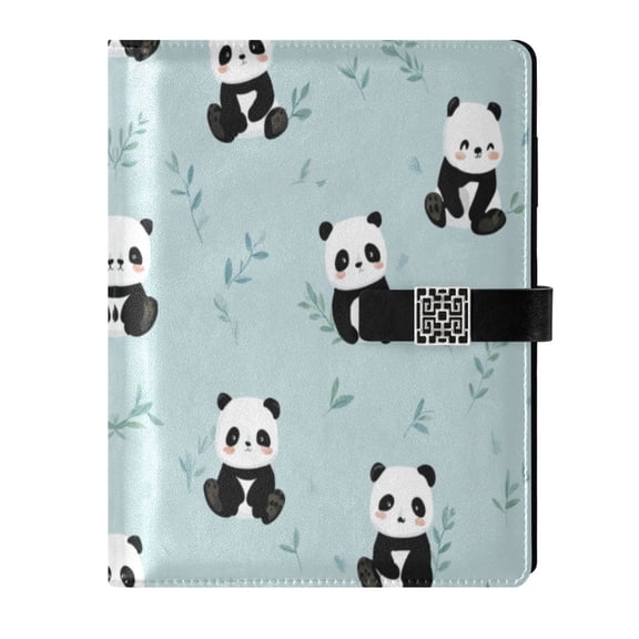 Leather Planner Leather Notebook Notebook Journal Binder Design Pen Pocket Design Convenient for Storage Light Blue Panda Car