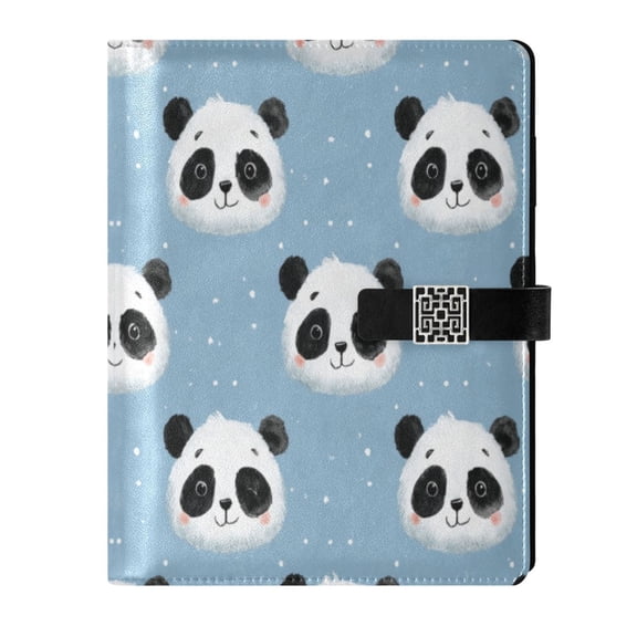 Leather Planner Leather Notebook Notebook Journal Binder Design Pen Pocket Design Convenient for Storage Light Blue Panda White Dots
