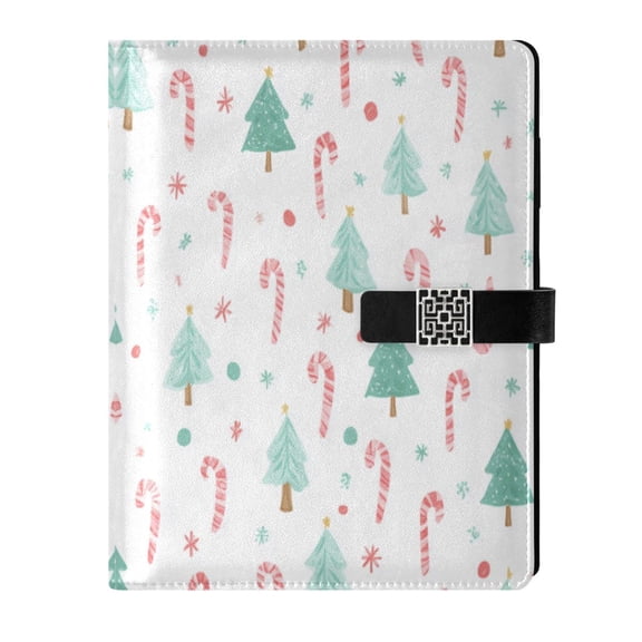 Leather Planner Leather Notebook Notebook Journal Binder Design Pen Pocket Design Convenient for Storage Light Green Christmas Tree