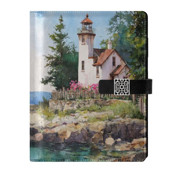 Leather Planner Leather Notebook Notebook Journal Binder Design Pen Pocket Design Convenient for Storage Lighthouse Brown Roof