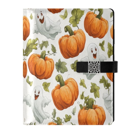 Leather Planner Leather Notebook Notebook Journal Binder Design Pen Pocket Design Convenient for Storage Lovely Halloween Pumpkins and Ghosts