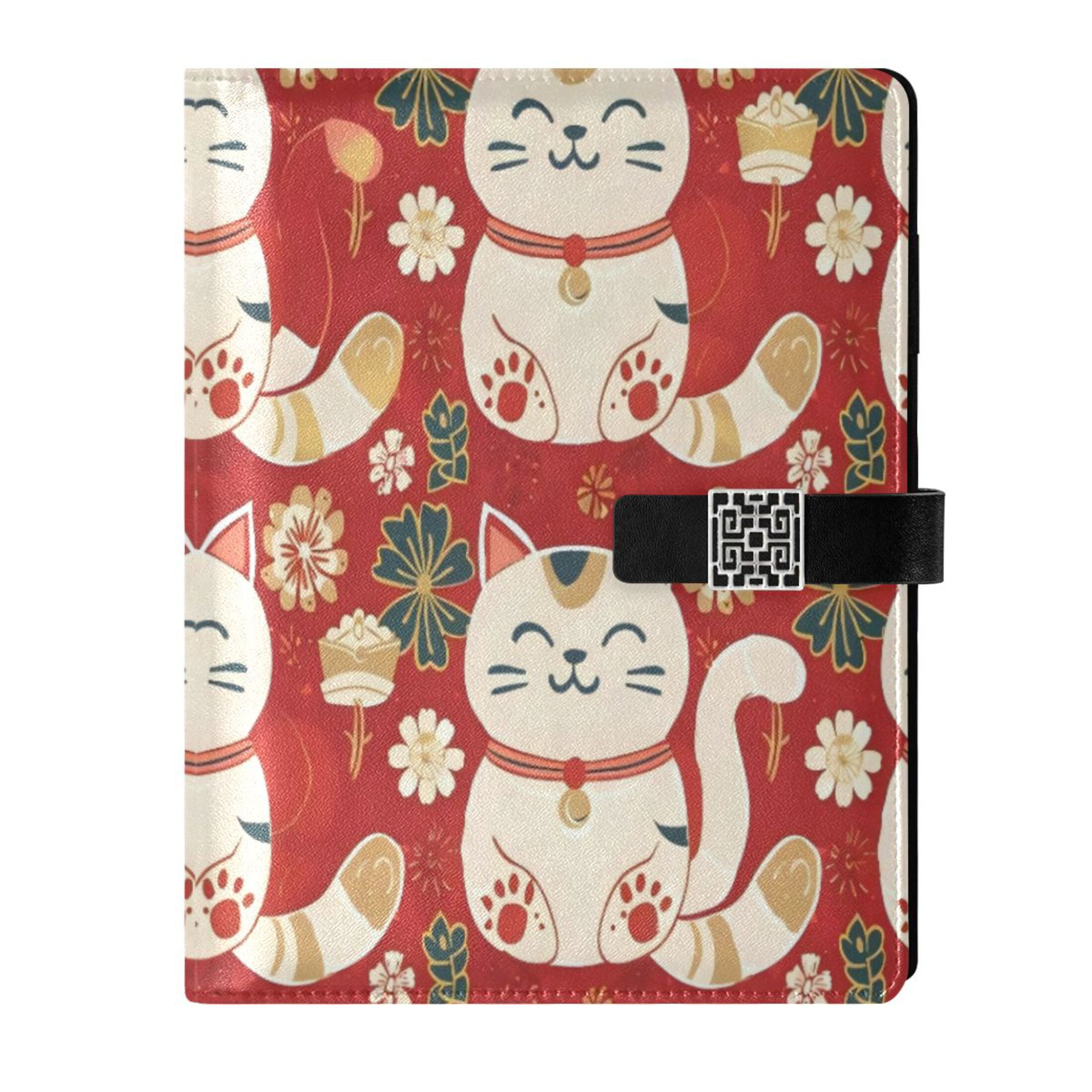 Leather Planner Leather Notebook Notebook Journal Binder Design Pen Pocket Design Convenient for Storage Lucky Cat