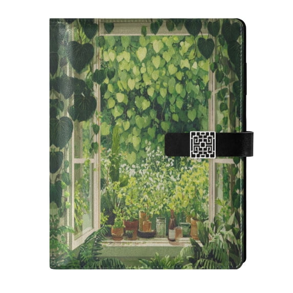 Leather Planner Leather Notebook Notebook Journal Binder Design Pen Pocket Design Convenient for Storage Lush Garden Hearts