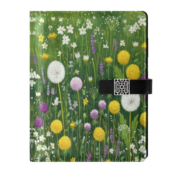 Leather Planner Leather Notebook Notebook Journal Binder Design Pen Pocket Design Convenient for Storage Lush Meadow Wildflower Mix