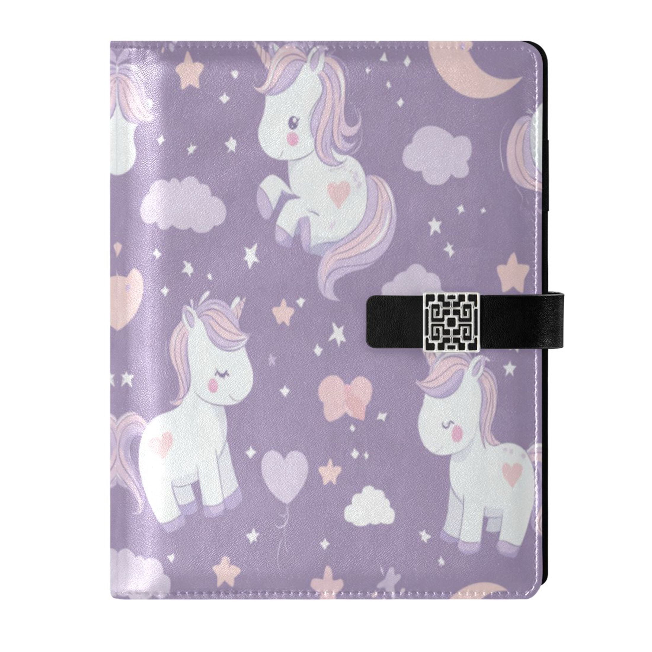 Leather Planner Leather Notebook Notebook Journal Binder Design Pen Pocket Design Convenient for Storage Magical Unicorn and Moon