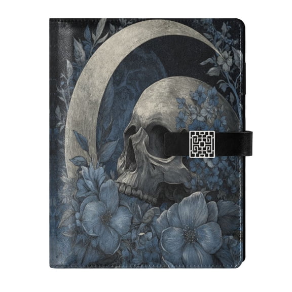 Leather Planner Leather Notebook Notebook Journal Binder Design Pen Pocket Design Convenient for Storage Moon Skull