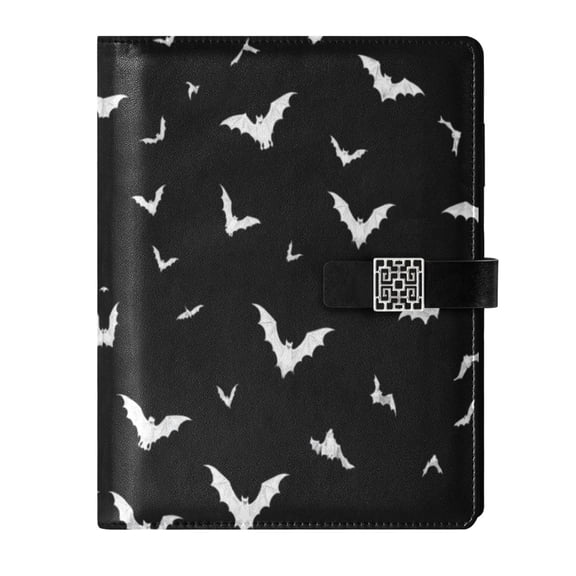 Leather Planner Leather Notebook Notebook Journal Binder Design Pen Pocket Design Convenient for Storage Moonlight Bat Background