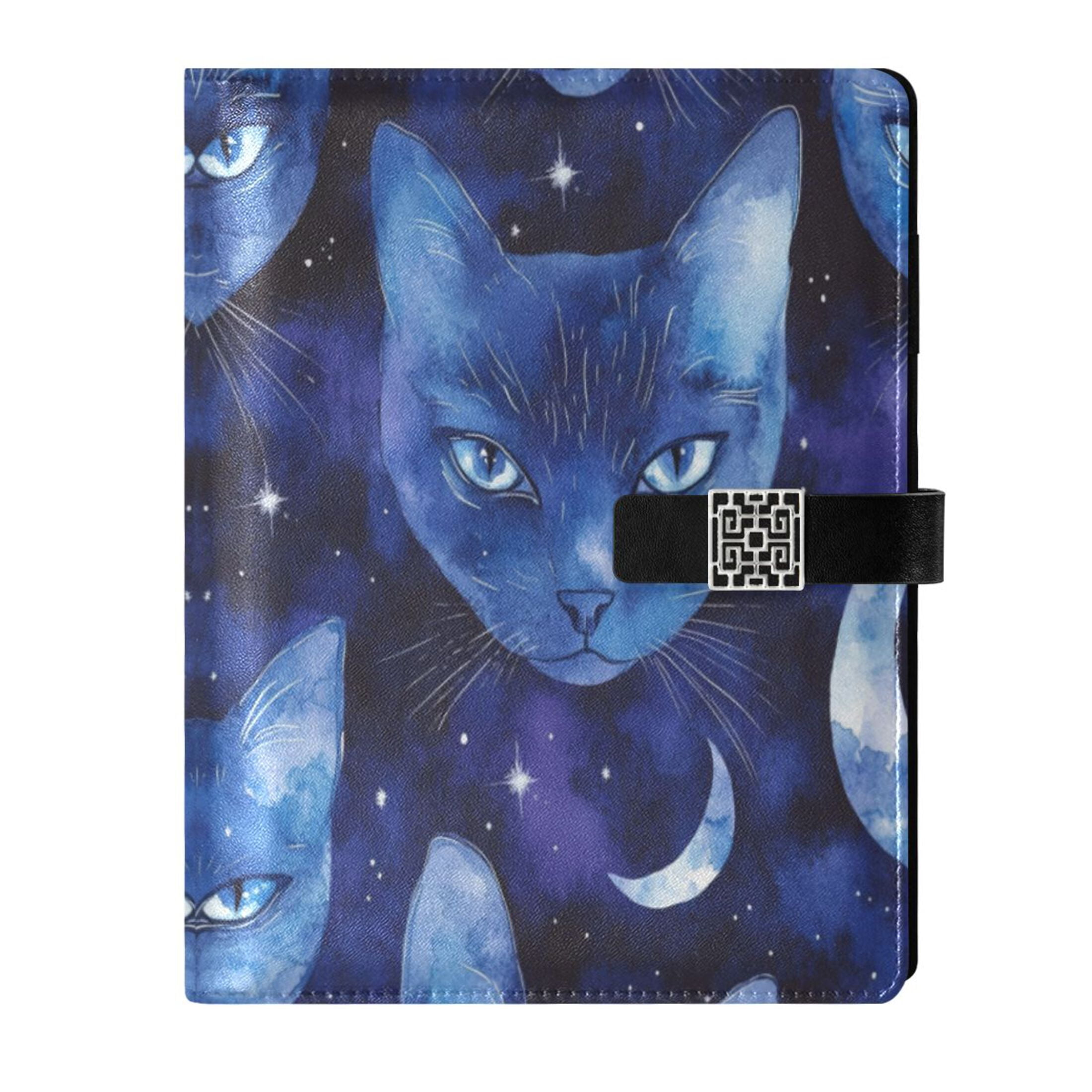 Leather Planner Leather Notebook Notebook Journal Binder Design Pen Pocket Design Convenient for Storage Moonlight Pretty Cat