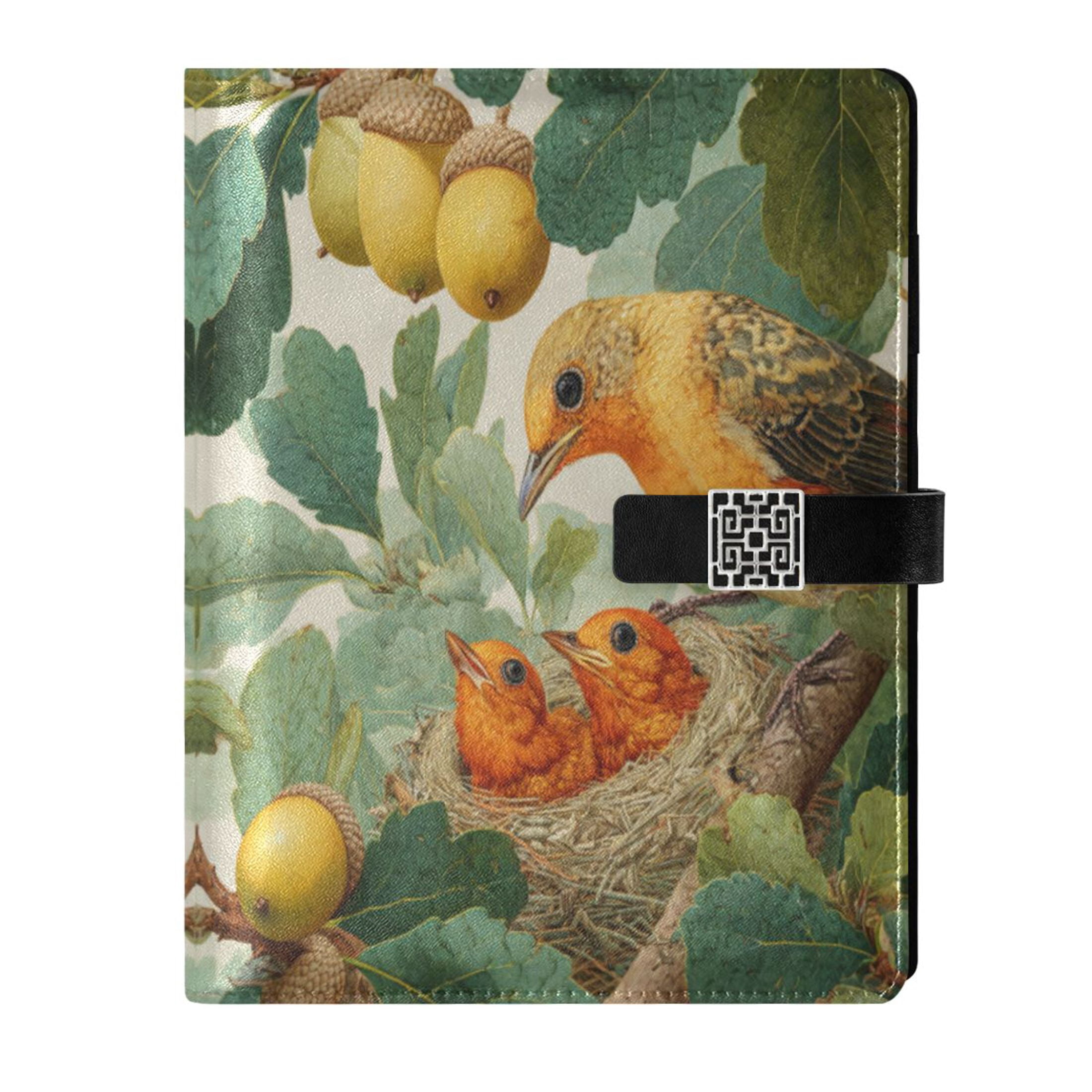 Leather Planner Leather Notebook Notebook Journal Binder Design Pen Pocket Design Convenient for Storage Mother Bird and Little Bird