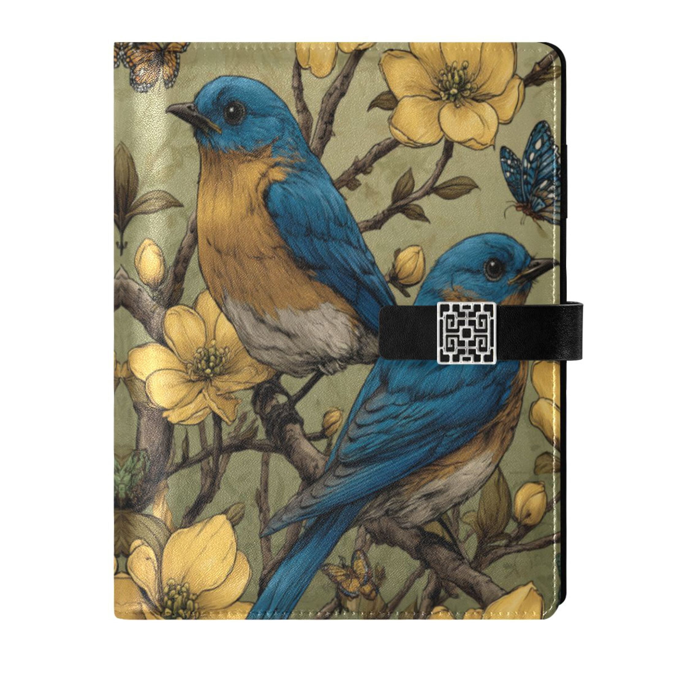 Leather Planner Leather Notebook Notebook Journal Binder Design Pen Pocket Design Convenient for Storage Pair Of Blue Birds