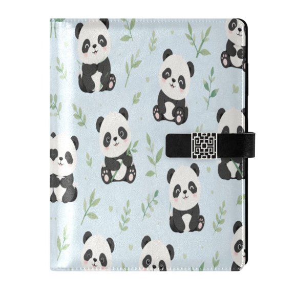 Leather Planner Leather Notebook Notebook Journal Binder Design Pen Pocket Design Convenient for Storage Panda Black White