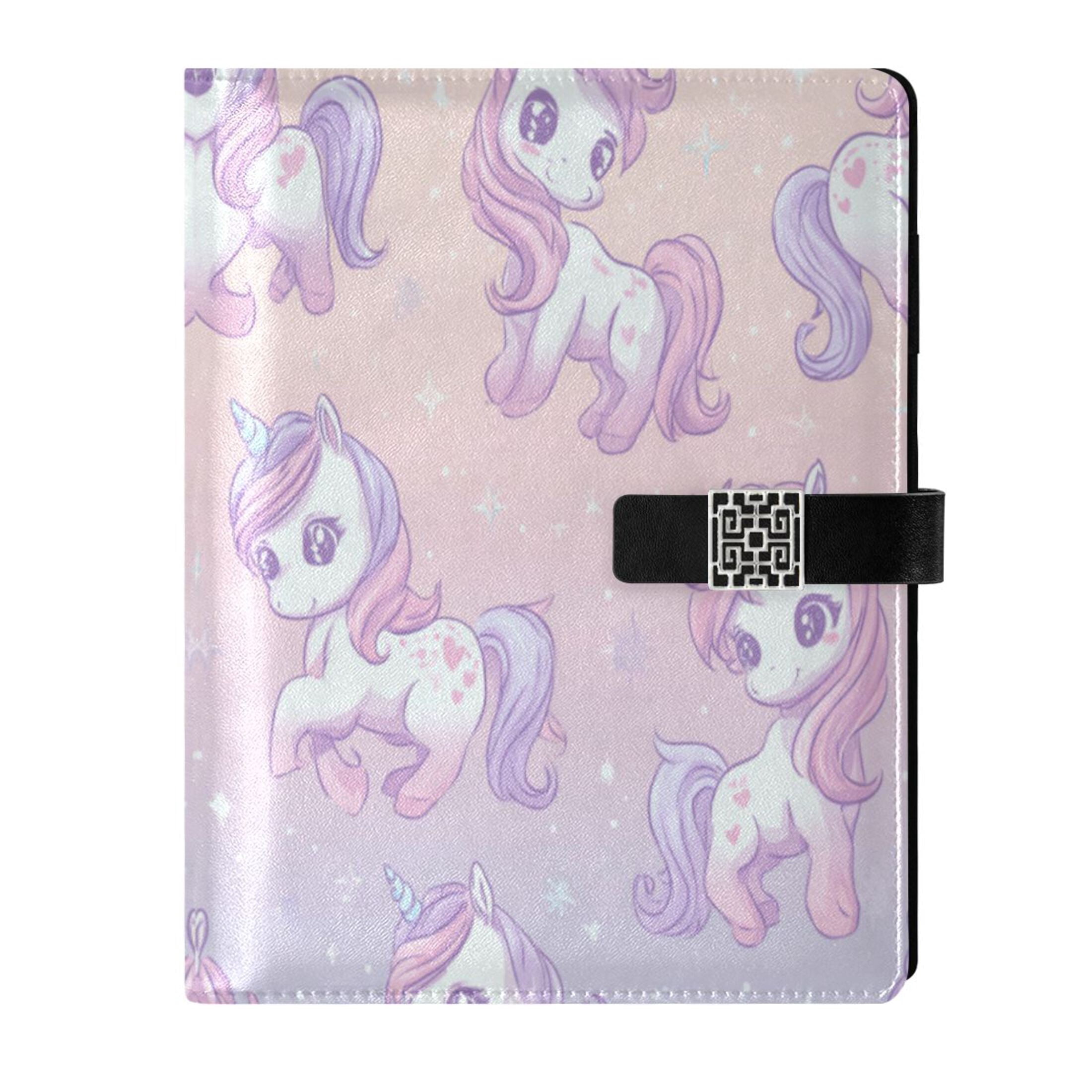 Leather Planner Leather Notebook Notebook Journal Binder Design Pen Pocket Design Convenient for Storage Pastel Unicorn Seamless