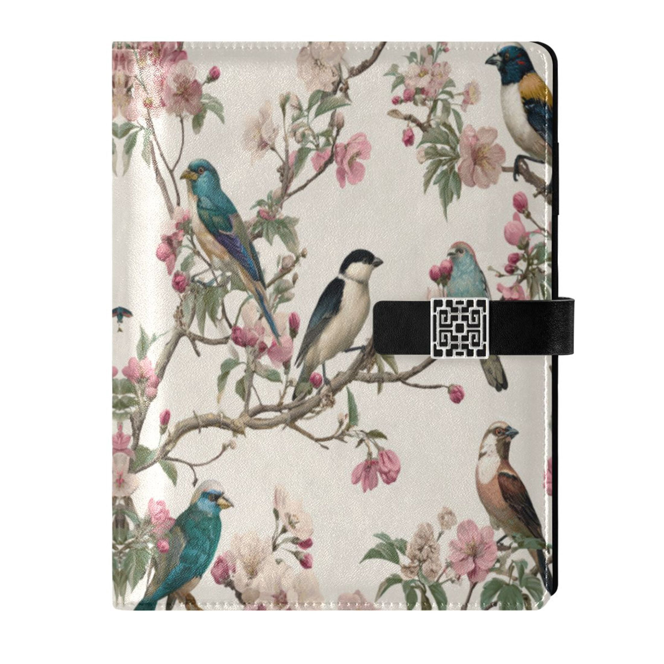 Leather Planner Leather Notebook Notebook Journal Binder Design Pen Pocket Design Convenient for Storage Perched Birds Pattern
