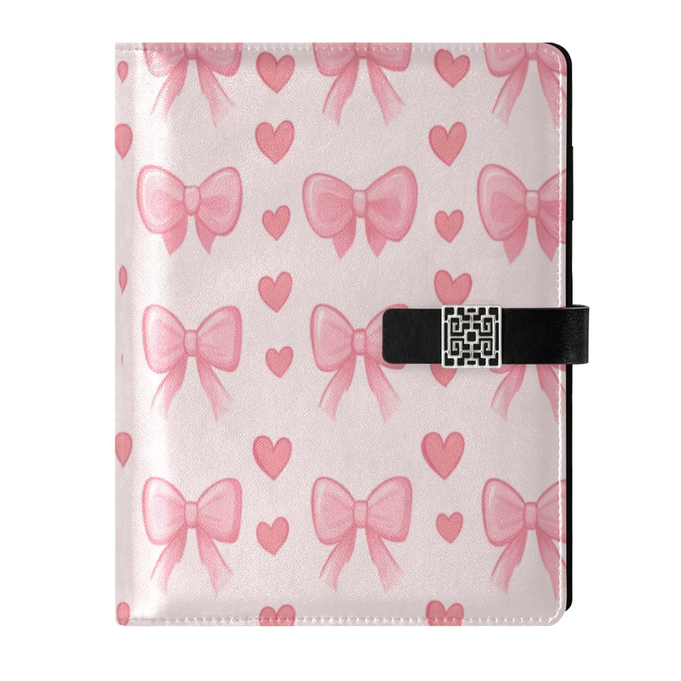 Leather Planner Leather Notebook Notebook Journal Binder Design Pen Pocket Design Convenient for Storage Pink Bow