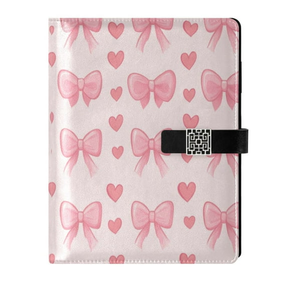 Leather Planner Leather Notebook Notebook Journal Binder Design Pen Pocket Design Convenient for Storage Pink Bow