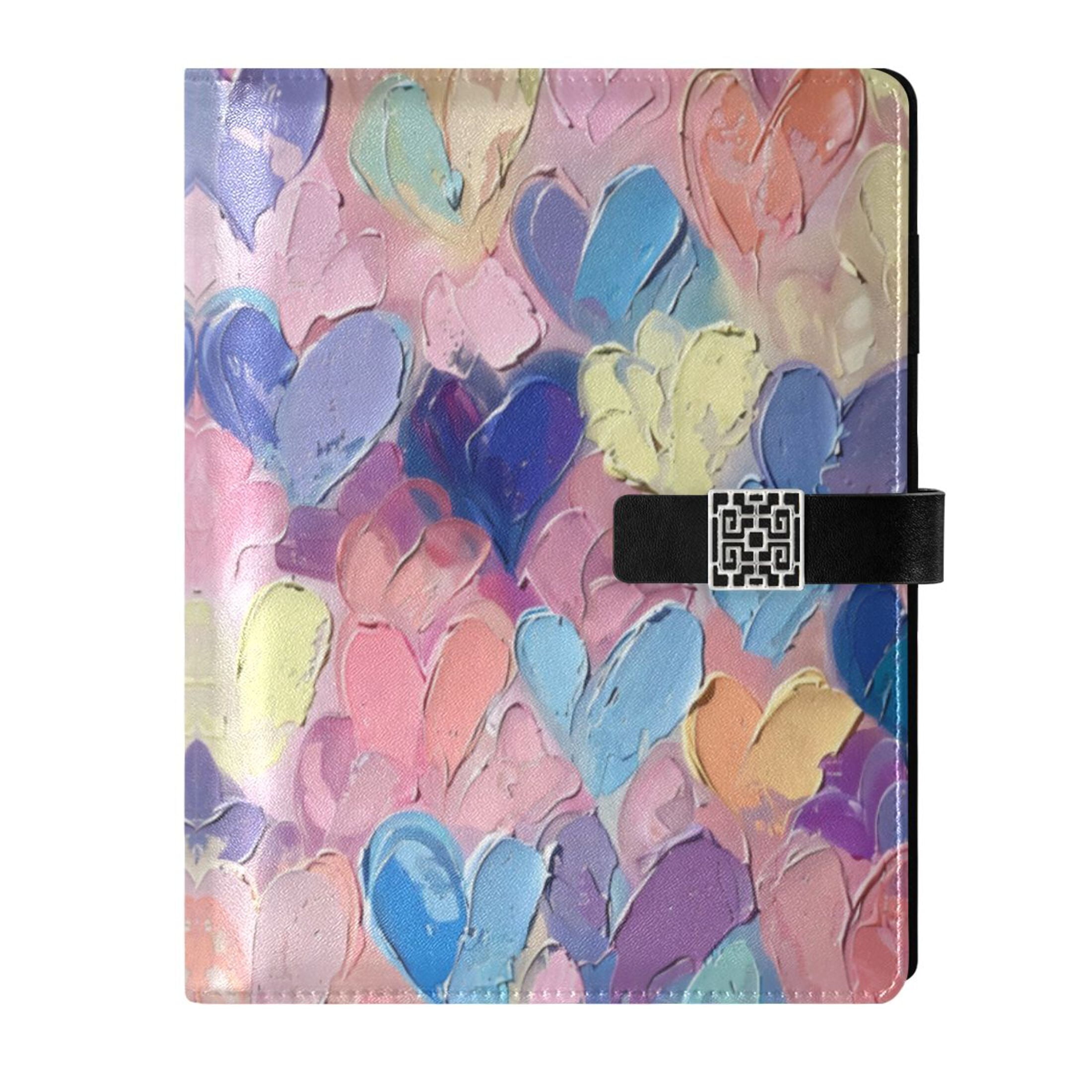Leather Planner Leather Notebook Notebook Journal Binder Design Pen Pocket Design Convenient for Storage Pink Heart