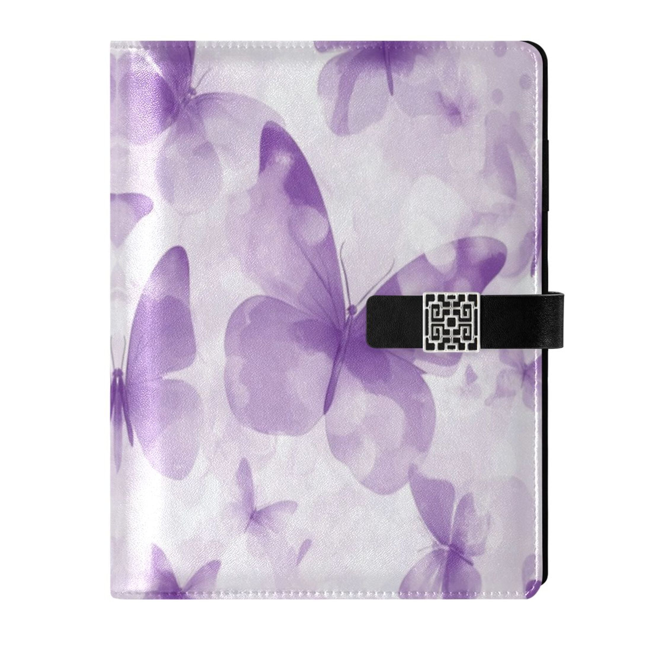 Leather Planner Leather Notebook Notebook Journal Binder Design Pen Pocket Design Convenient for Storage Pretty Big Purple Butterfly