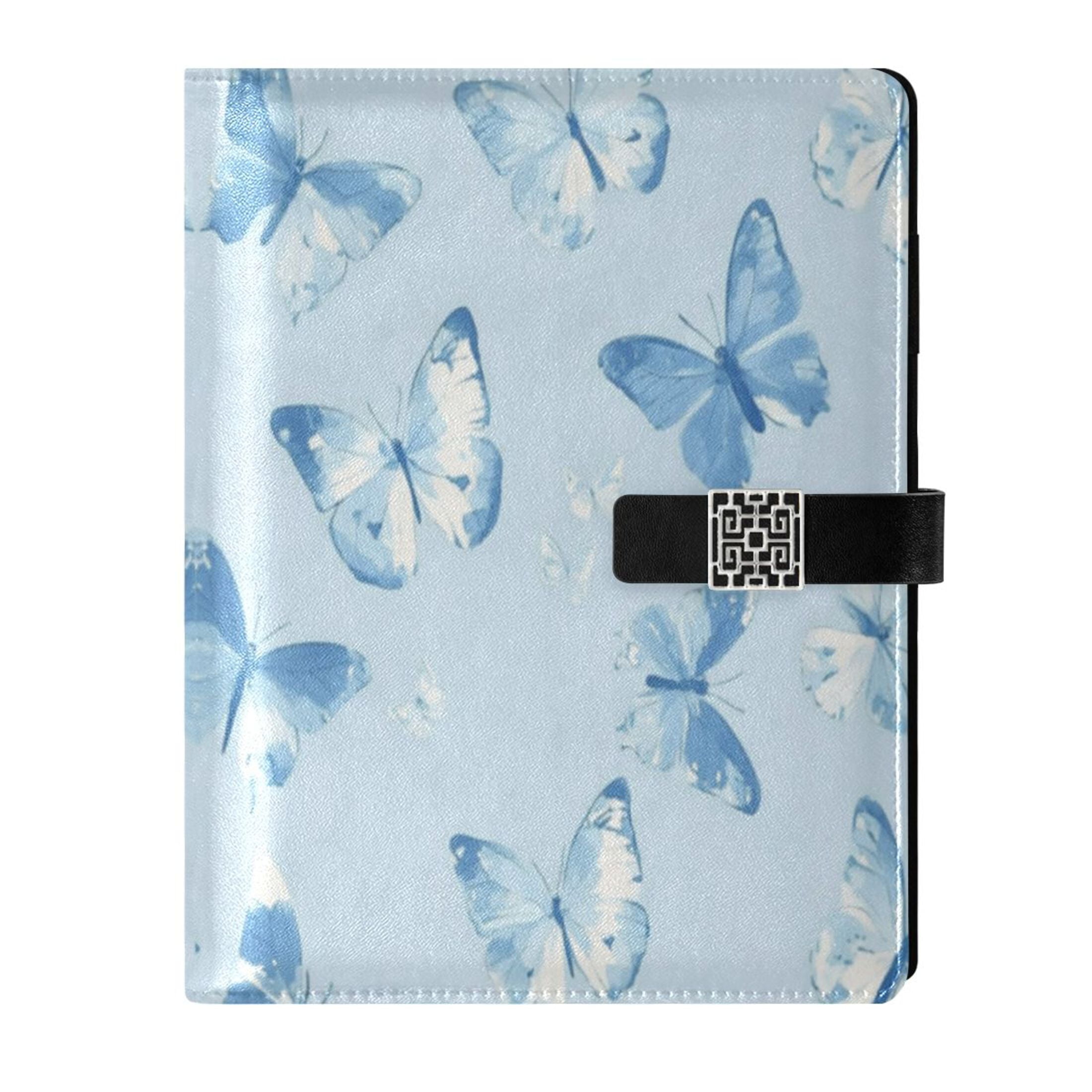 Leather Planner Leather Notebook Notebook Journal Binder Design Pen Pocket Design Convenient for Storage Pretty Blue Butterfly