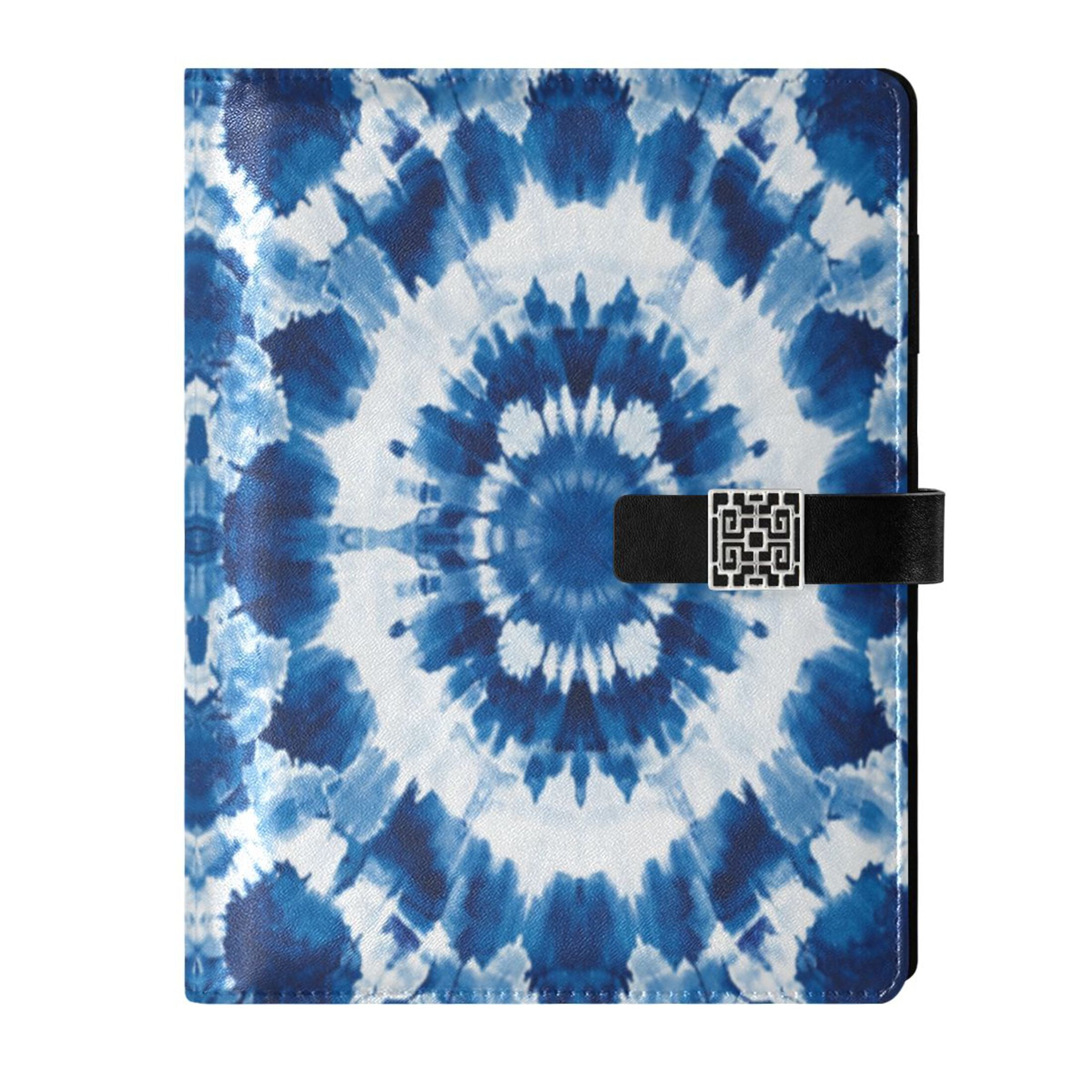 Leather Planner Leather Notebook Notebook Journal Binder Design Pen Pocket Design Convenient for Storage Pretty Blue Tie Dye