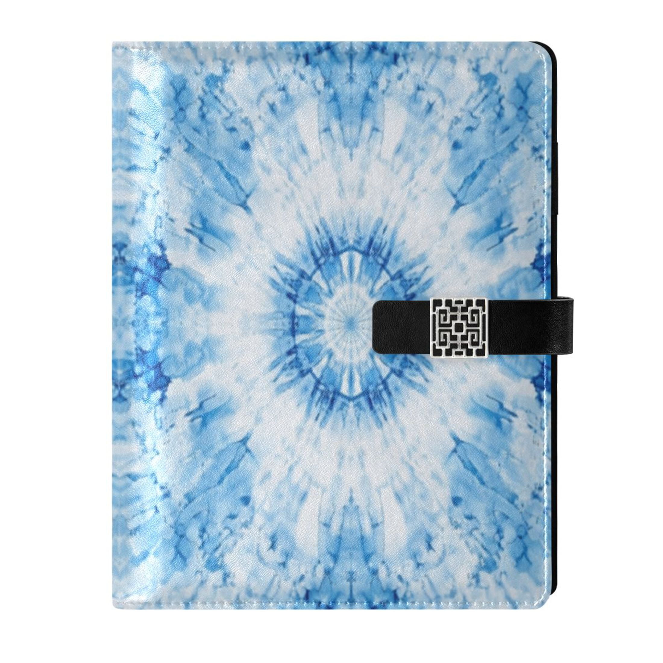 Leather Planner Leather Notebook Notebook Journal Binder Design Pen Pocket Design Convenient for Storage Pretty Light Blue Tie Dye