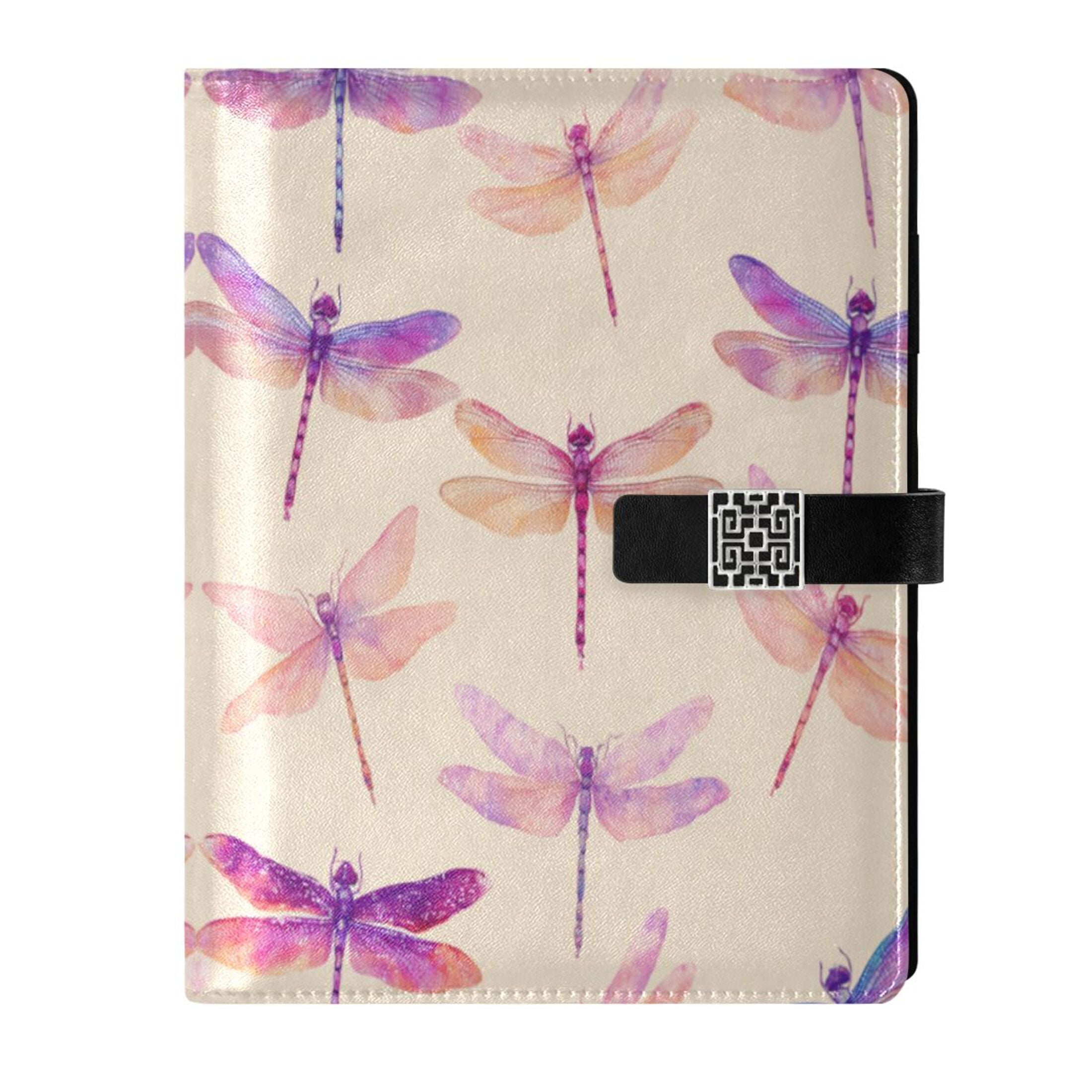 Leather Planner Leather Notebook Notebook Journal Binder Design Pen Pocket Design Convenient for Storage Purple Dragonfly
