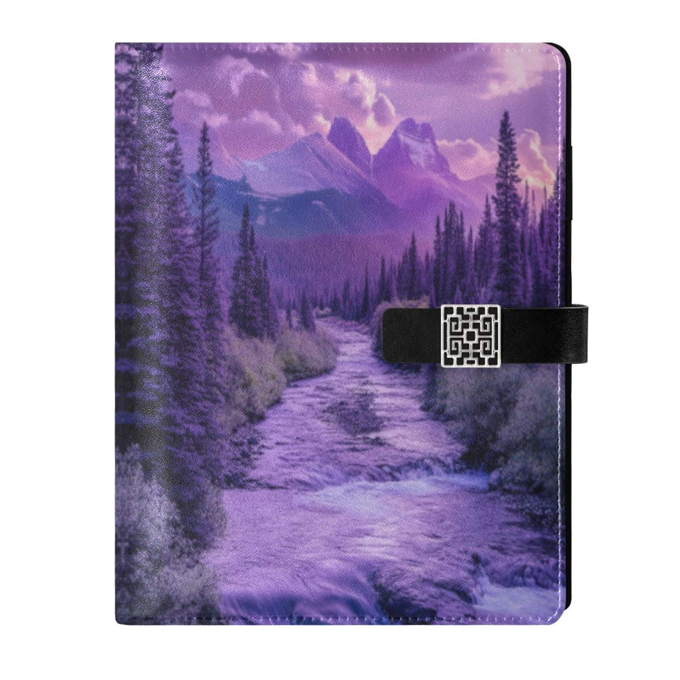 Leather Planner Leather Notebook Notebook Journal Binder Design Pen Pocket Design Convenient for Storage Purple Forest