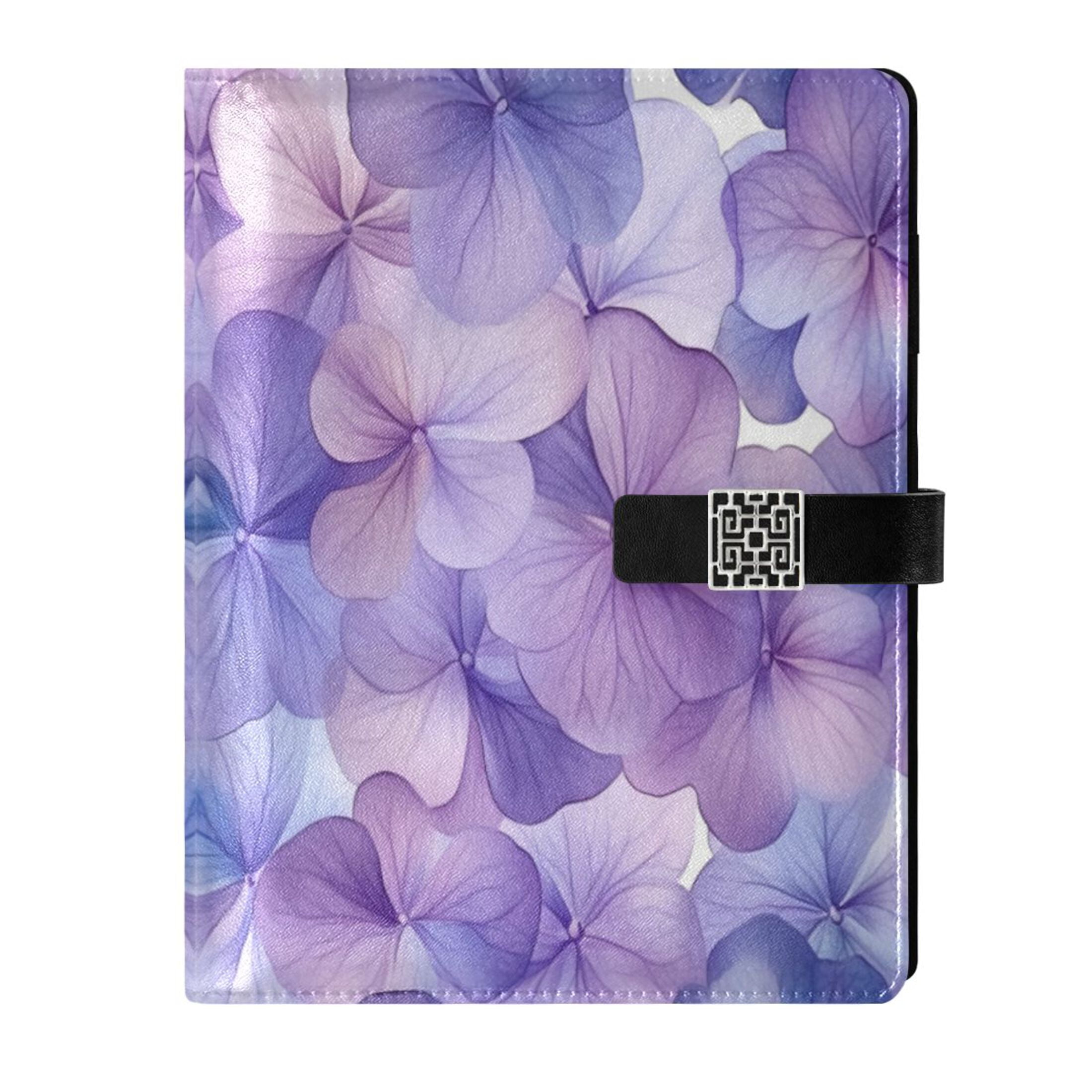 Leather Planner Leather Notebook Notebook Journal Binder Design Pen Pocket Design Convenient for Storage Purple Hydrangea