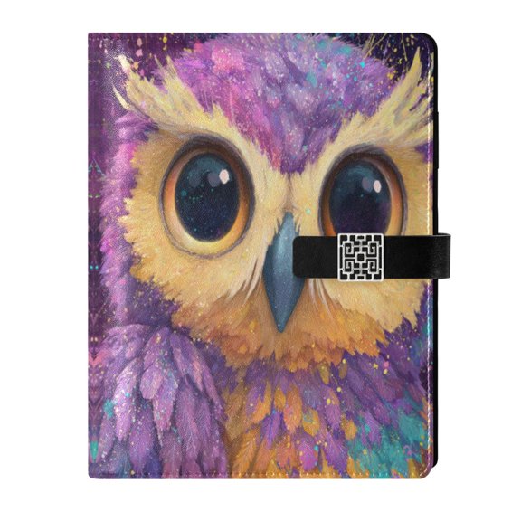 Leather Planner Leather Notebook Notebook Journal Binder Design Pen Pocket Design Convenient for Storage Purple Owl