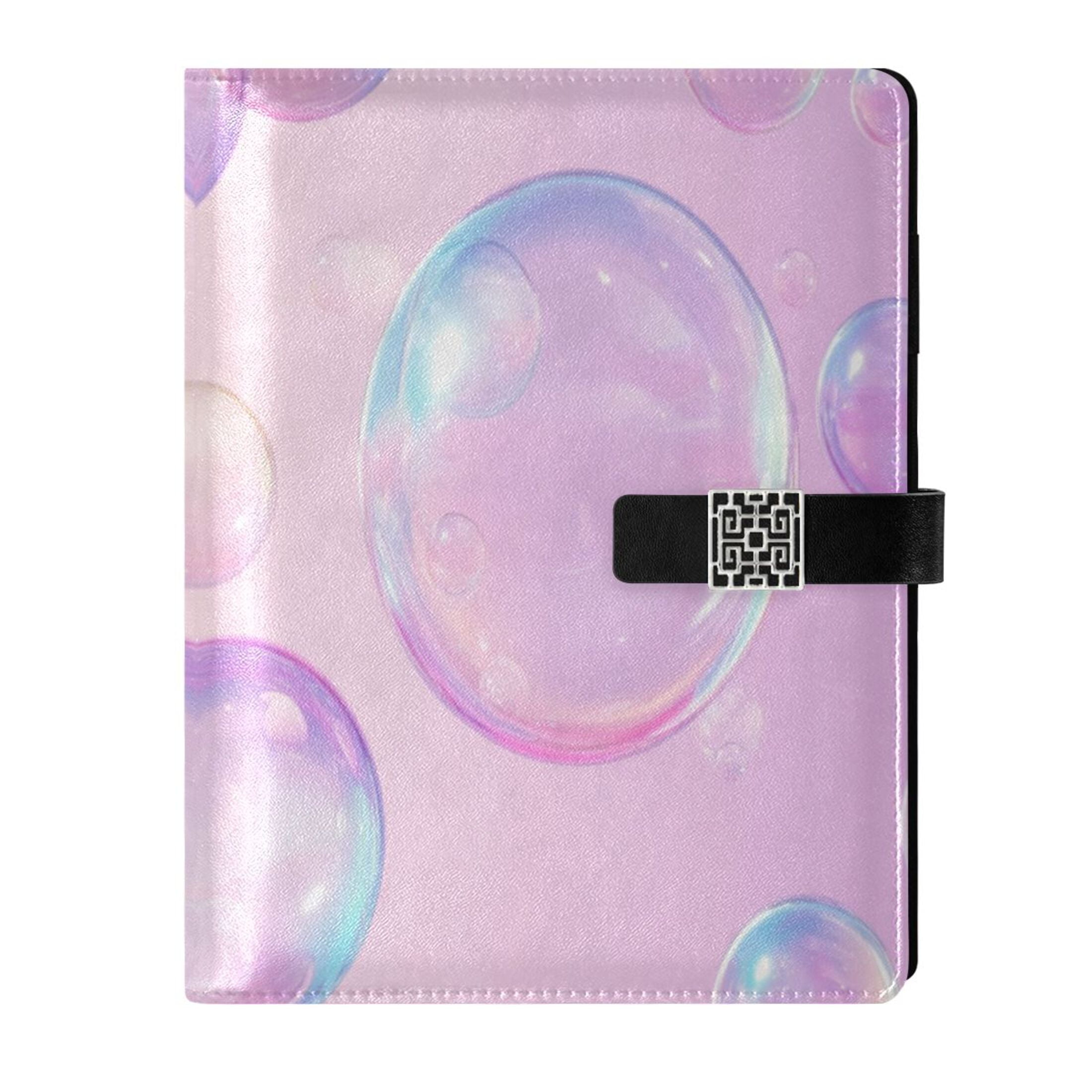 Leather Planner Leather Notebook Notebook Journal Binder Design Pen Pocket Design Convenient for Storage Purple Pretty Bubble