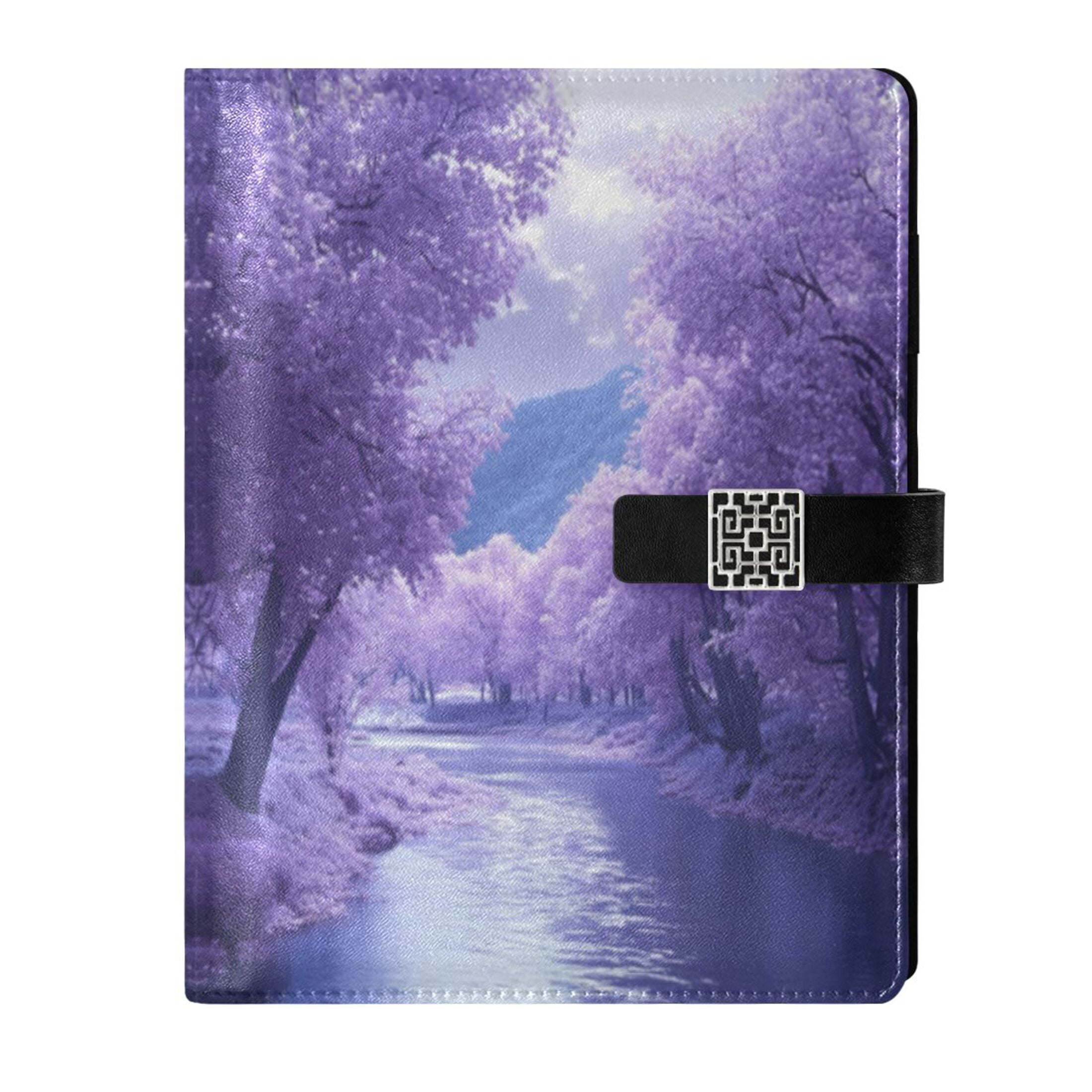 Leather Planner Leather Notebook Notebook Journal Binder Design Pen Pocket Design Convenient for Storage Purple River Picture