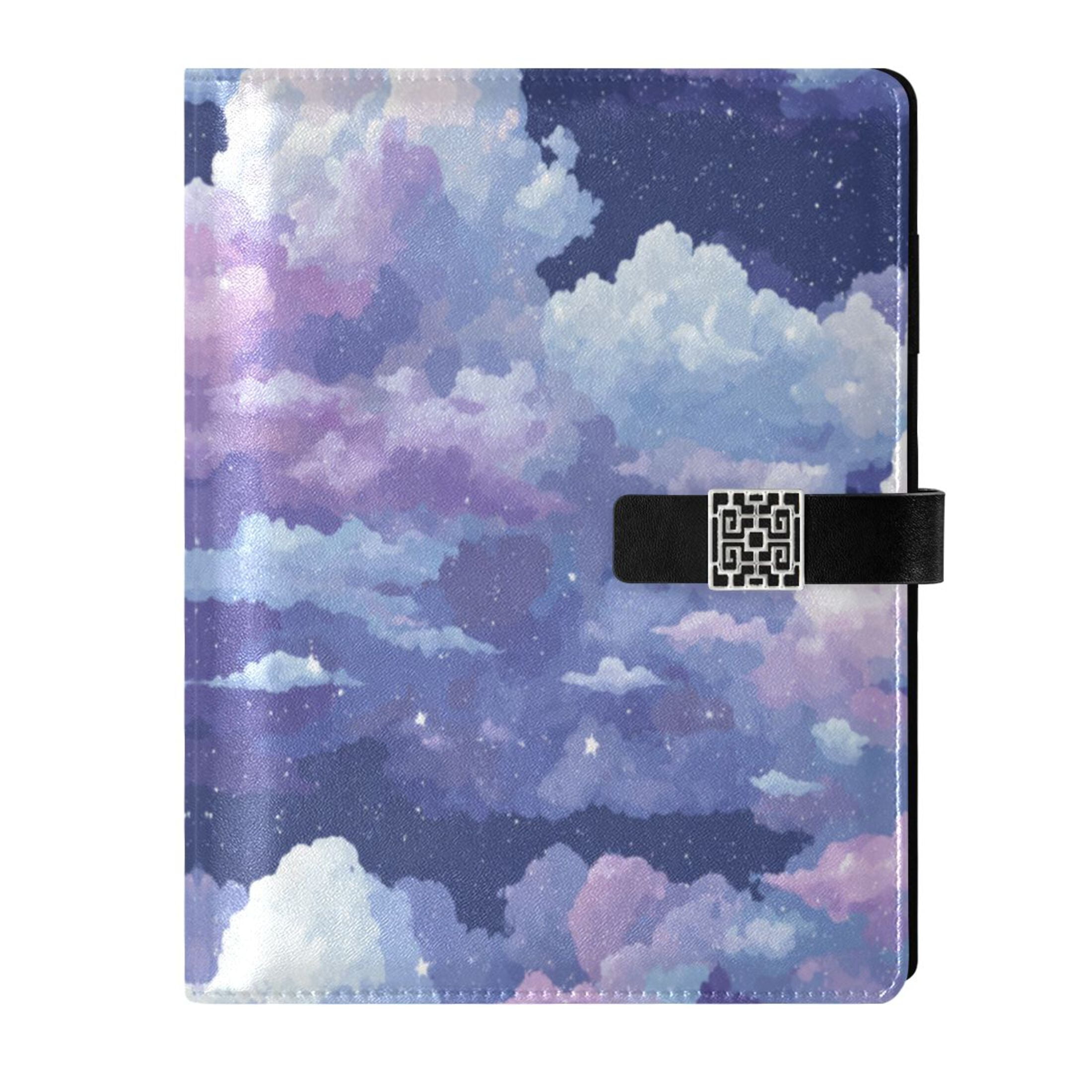 Leather Planner Leather Notebook Notebook Journal Binder Design Pen Pocket Design Convenient for Storage Purple Sky