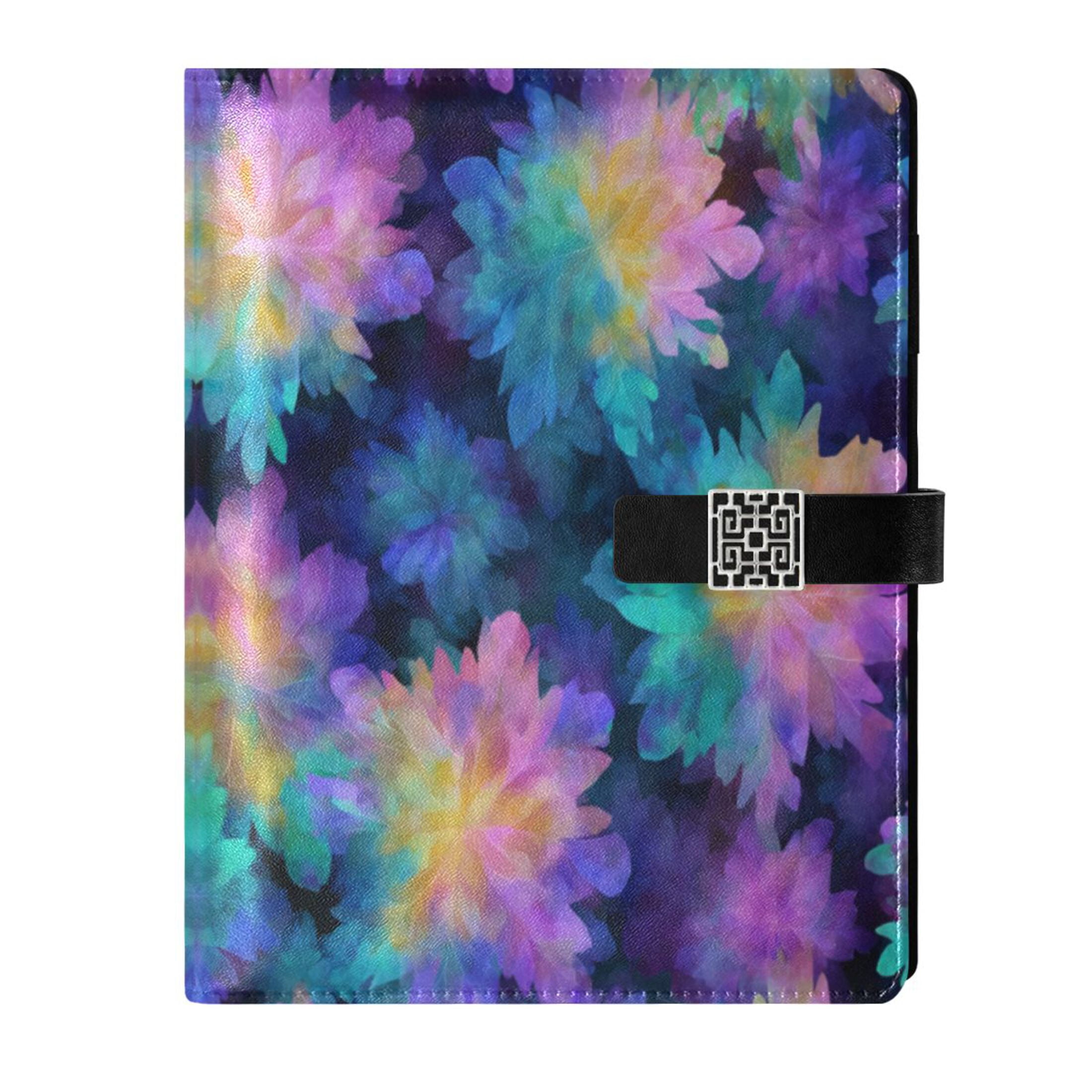 Leather Planner Leather Notebook Notebook Journal Binder Design Pen Pocket Design Convenient for Storage Purple Tie-dye