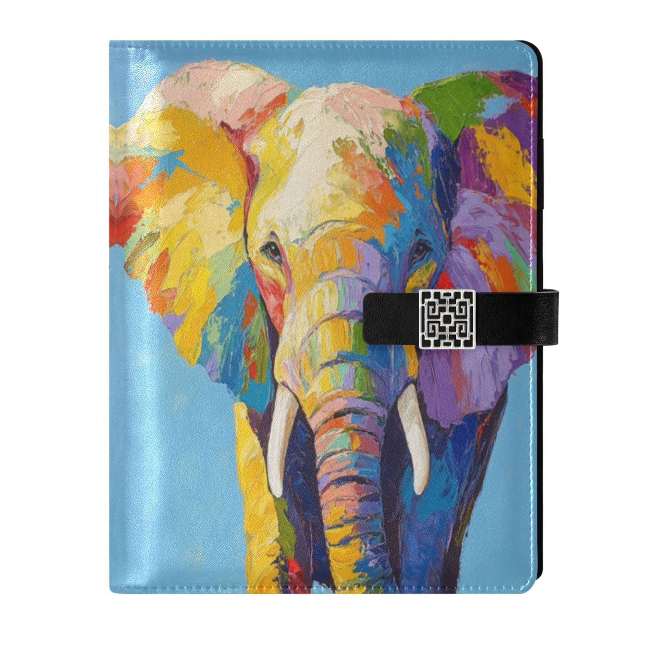 Leather Planner Leather Notebook Notebook Journal Binder Design Pen Pocket Design Convenient for Storage Rainbow Elephant Pattern
