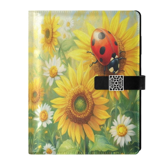 Leather Planner Leather Notebook Notebook Journal Binder Design Pen Pocket Design Convenient for Storage Red Ladybug