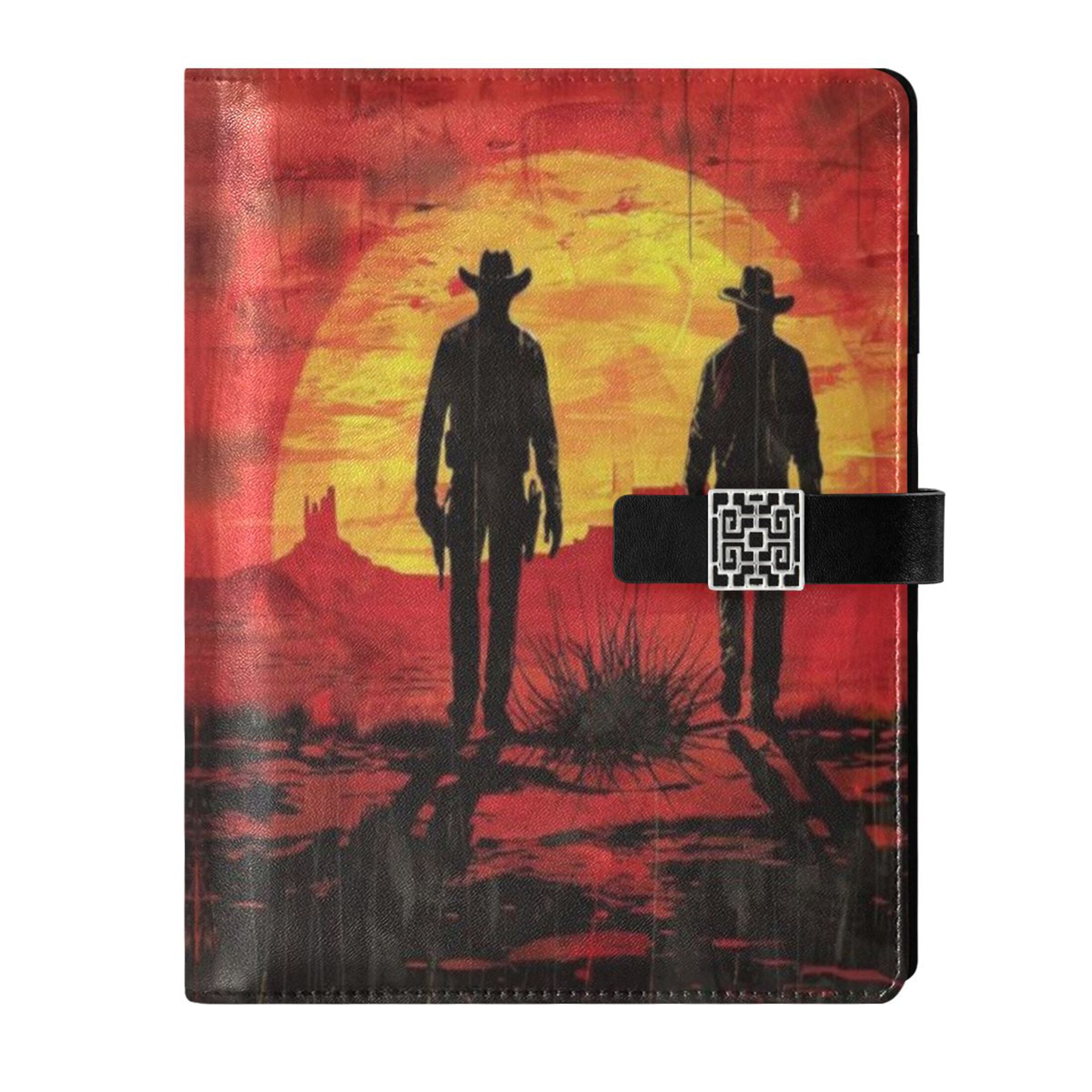Leather Planner Leather Notebook Notebook Journal Binder Design Pen Pocket Design Convenient for Storage Red Western Cowboy