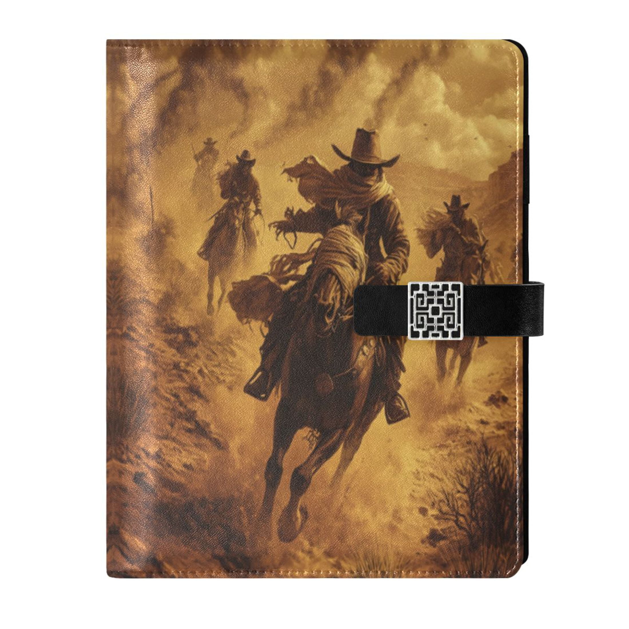 Leather Planner Leather Notebook Notebook Journal Binder Design Pen Pocket Design Convenient for Storage Riding Cowboys