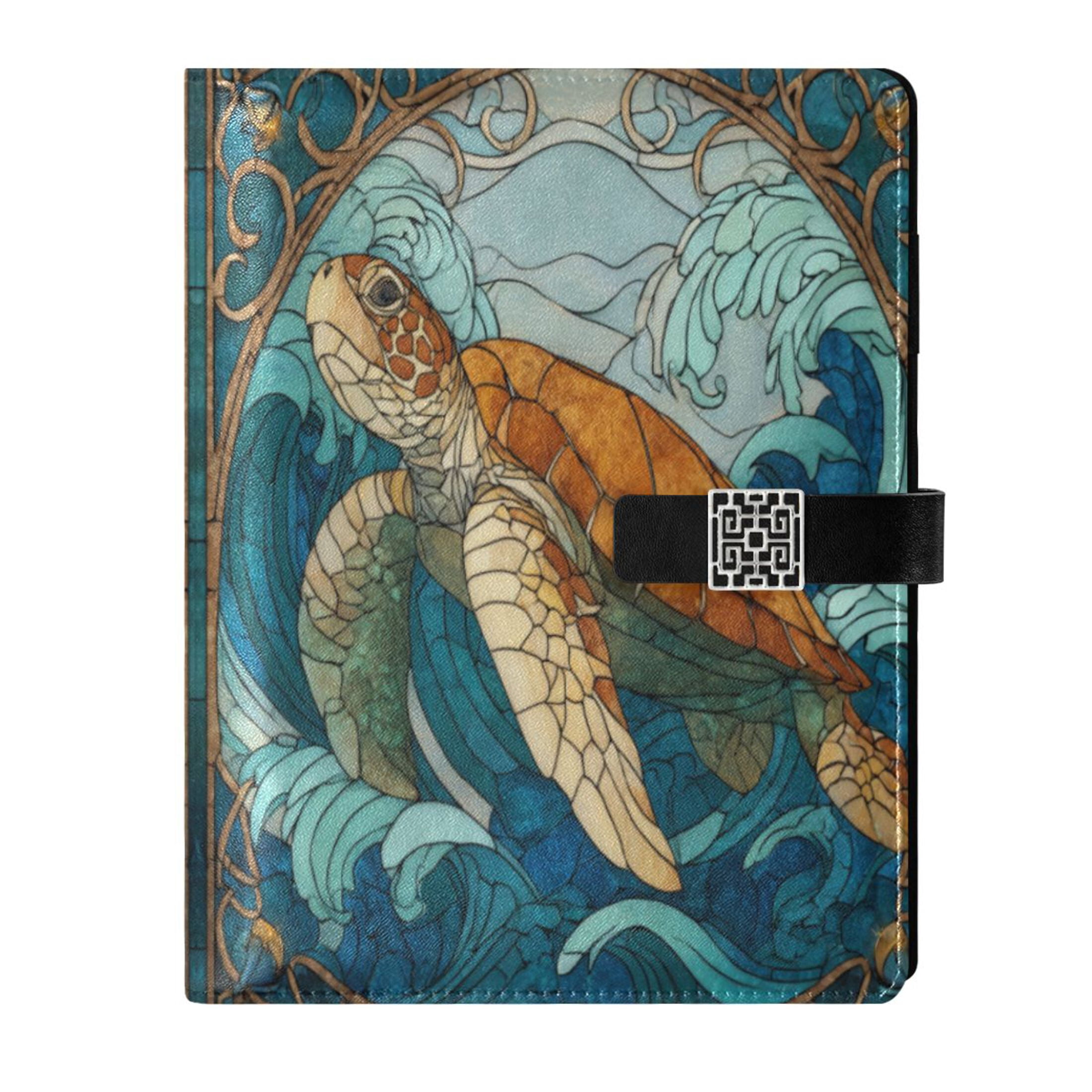 Leather Planner Leather Notebook Notebook Journal Binder Design Pen Pocket Design Convenient for Storage Sea Turtle Stained