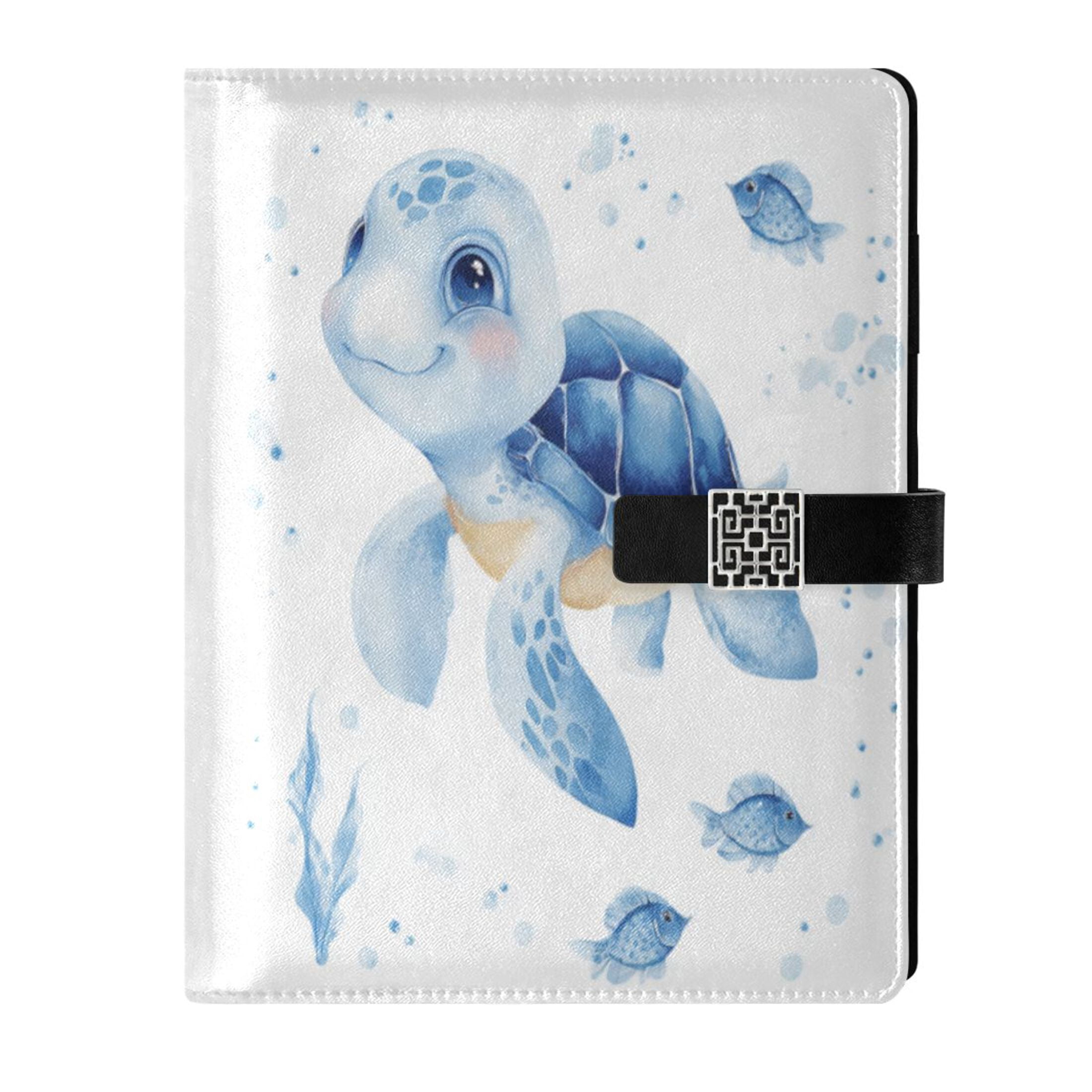 Leather Planner Leather Notebook Notebook Journal Binder Design Pen Pocket Design Convenient for Storage Sea Turtle Sticker