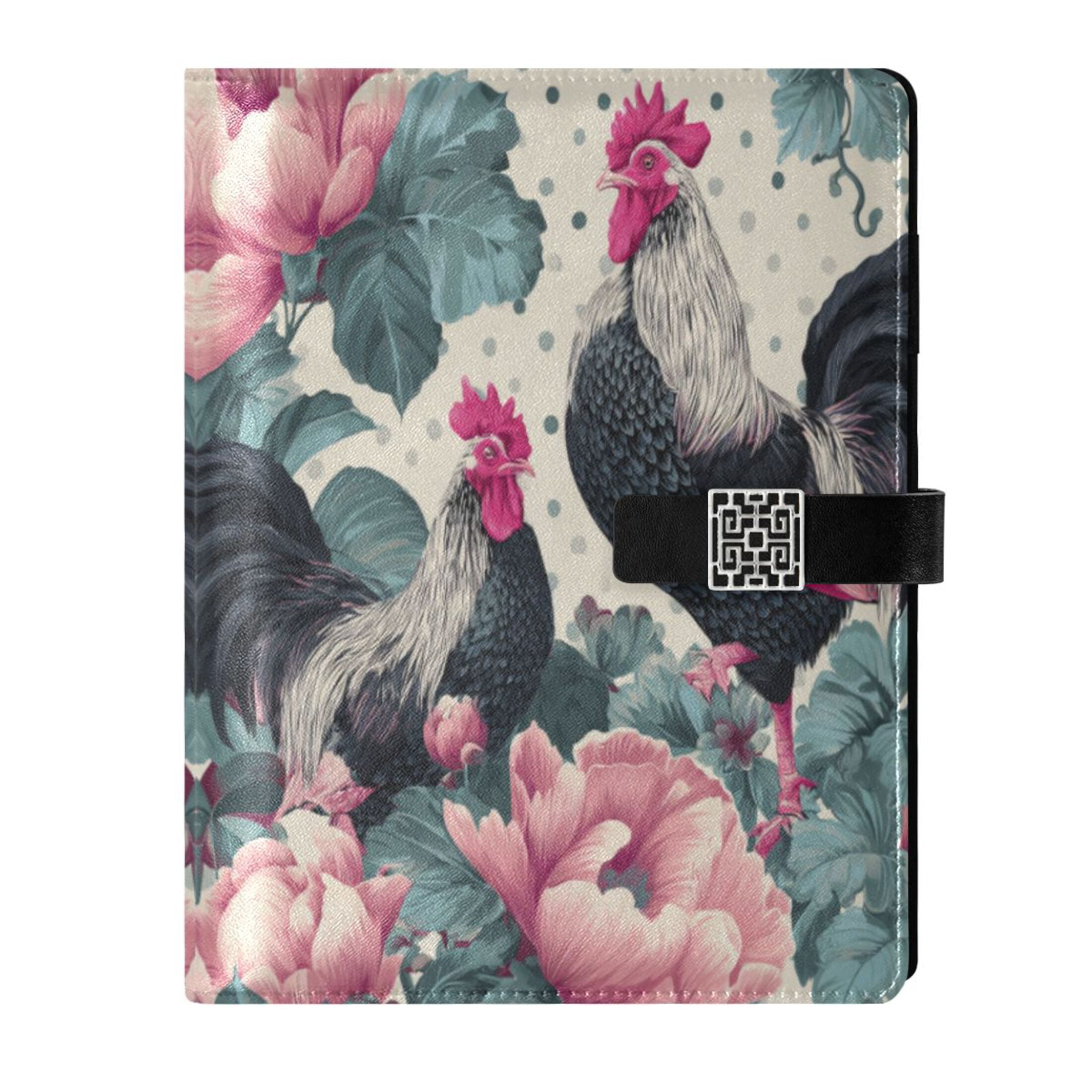 Leather Planner Leather Notebook Notebook Journal Binder Design Pen Pocket Design Convenient for Storage Seamless Pattern Roosters