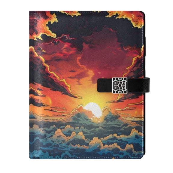 Leather Planner Leather Notebook Notebook Journal Binder Design Pen Pocket Design Convenient for Storage Seaside Sunset
