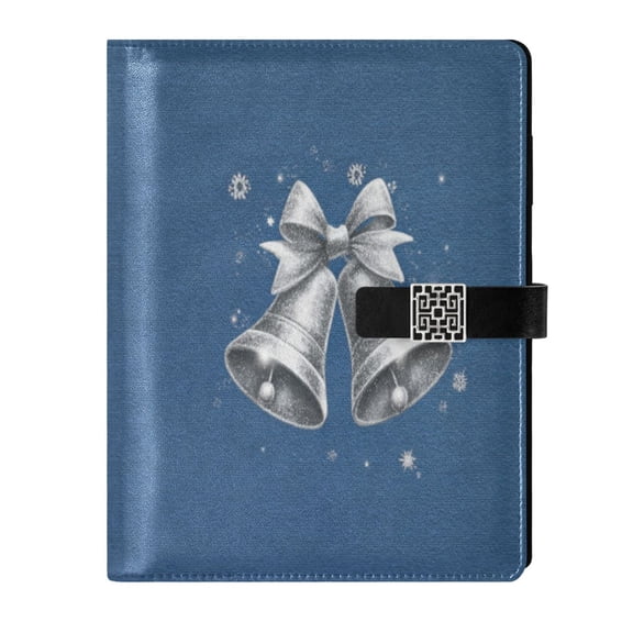 Leather Planner Leather Notebook Notebook Journal Binder Design Pen Pocket Design Convenient for Storage Shiny Silver Bells