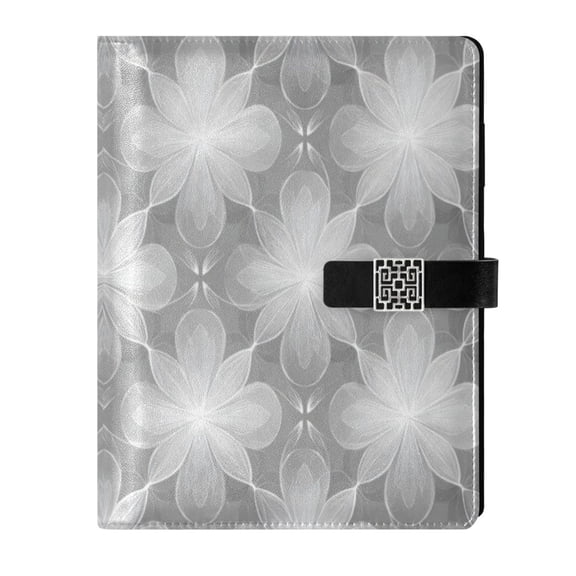 Leather Planner Leather Notebook Notebook Journal Binder Design Pen Pocket Design Convenient for Storage Silver Flower Seamless