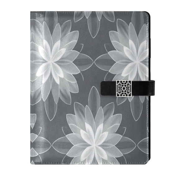 Leather Planner Leather Notebook Notebook Journal Binder Design Pen Pocket Design Convenient for Storage Silver Flower