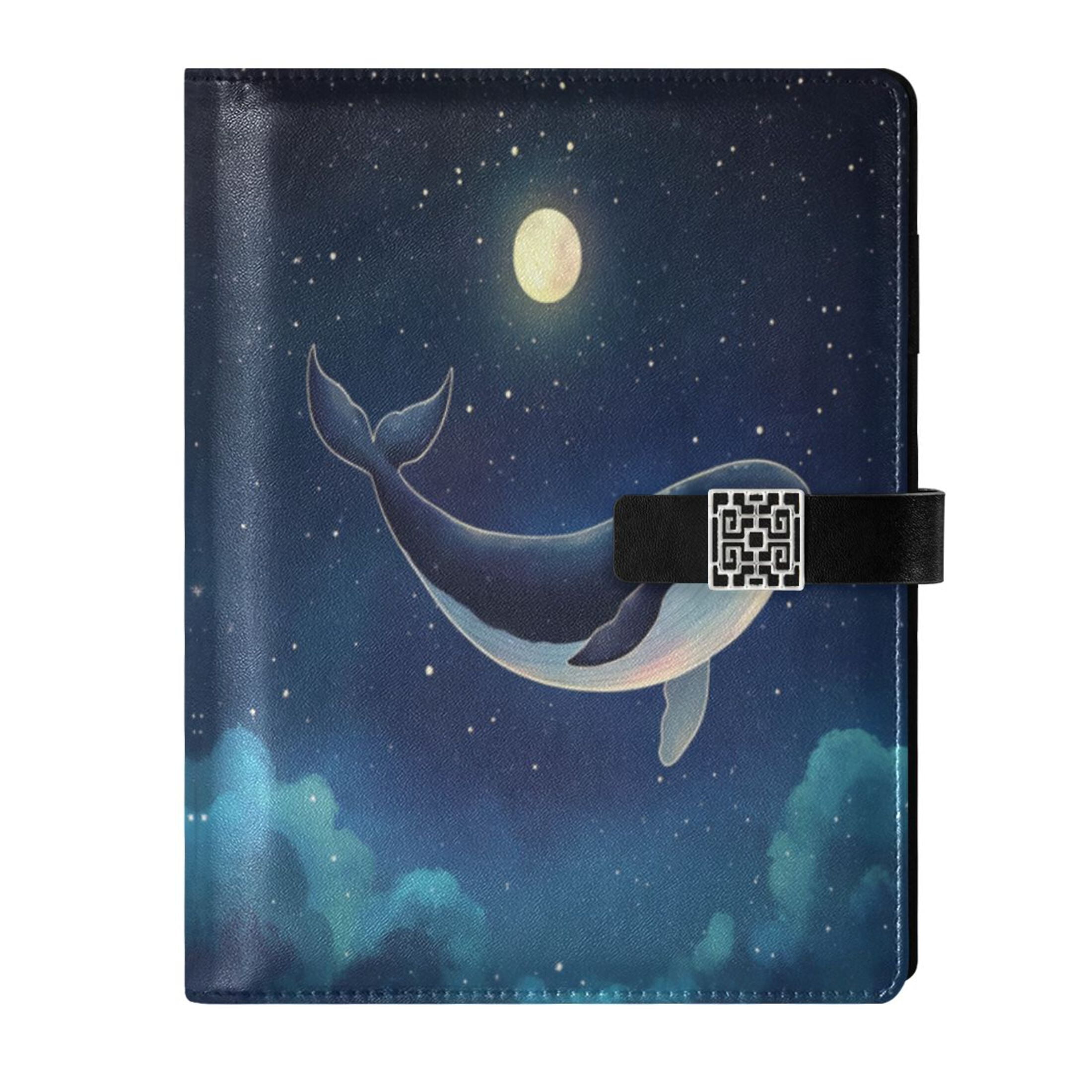Leather Planner Leather Notebook Notebook Journal Binder Design Pen Pocket Design Convenient for Storage Sky Whale