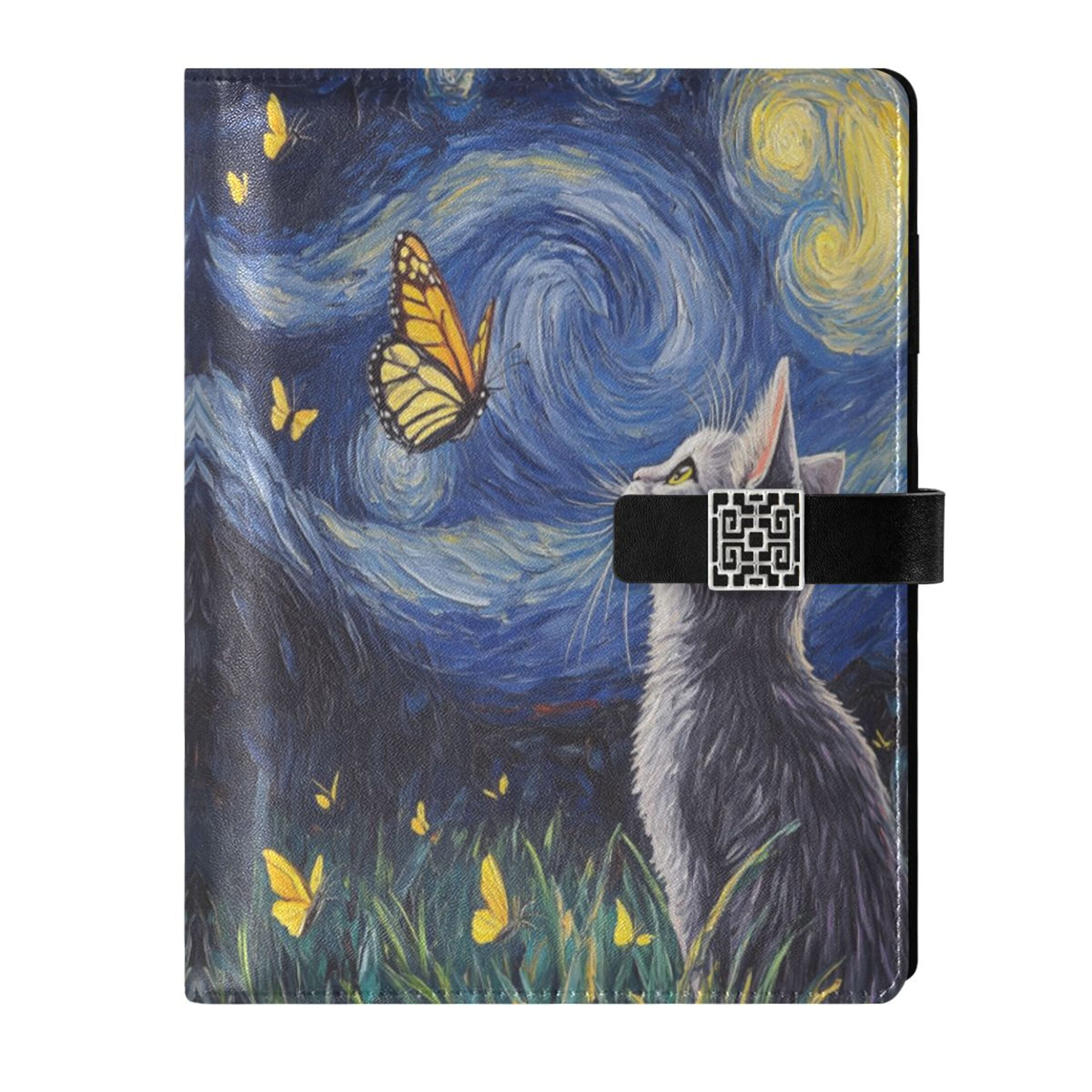 Leather Planner Leather Notebook Notebook Journal Binder Design Pen Pocket Design Convenient for Storage Star Cat