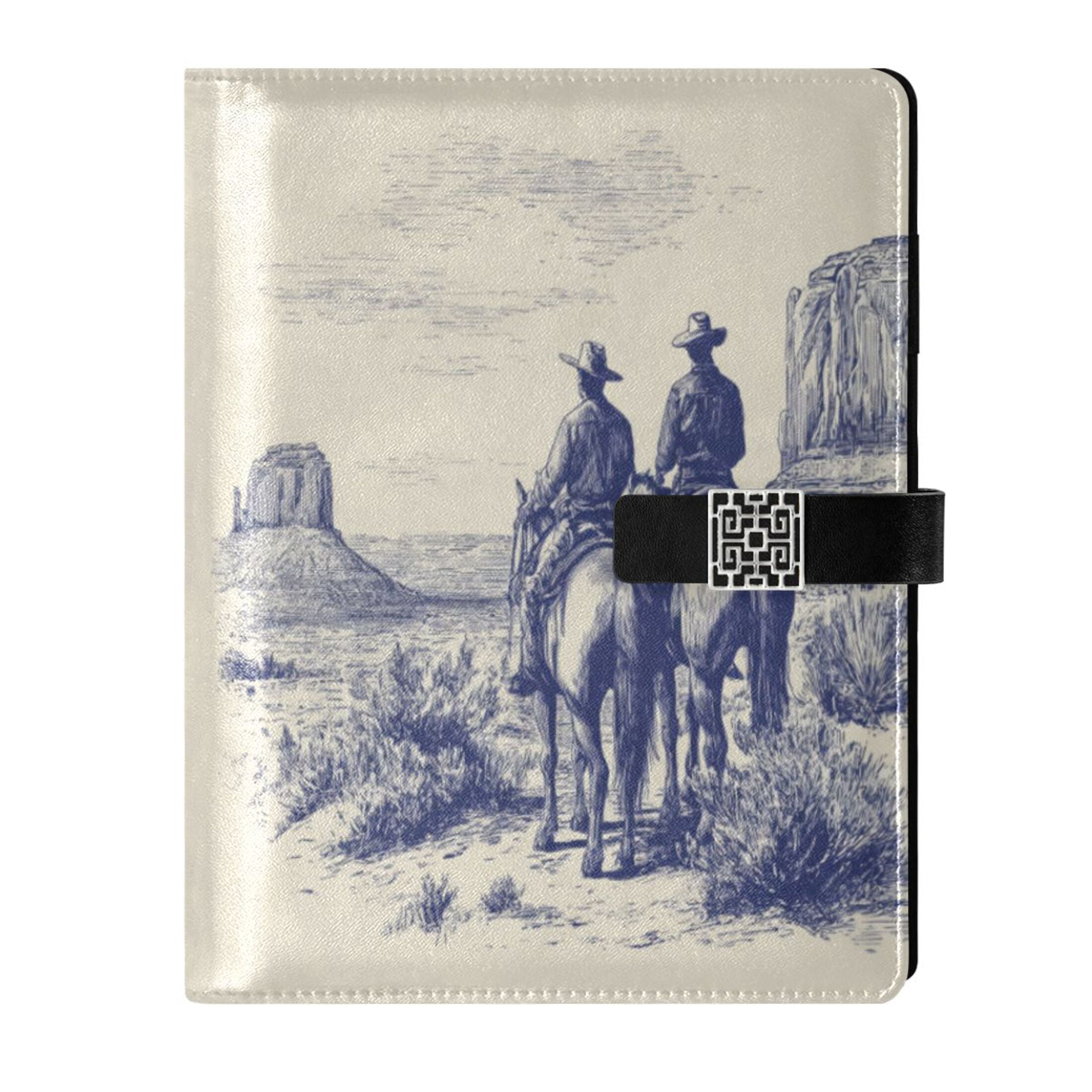 Leather Planner Leather Notebook Notebook Journal Binder Design Pen Pocket Design Convenient for Storage Two Cowboys Desert