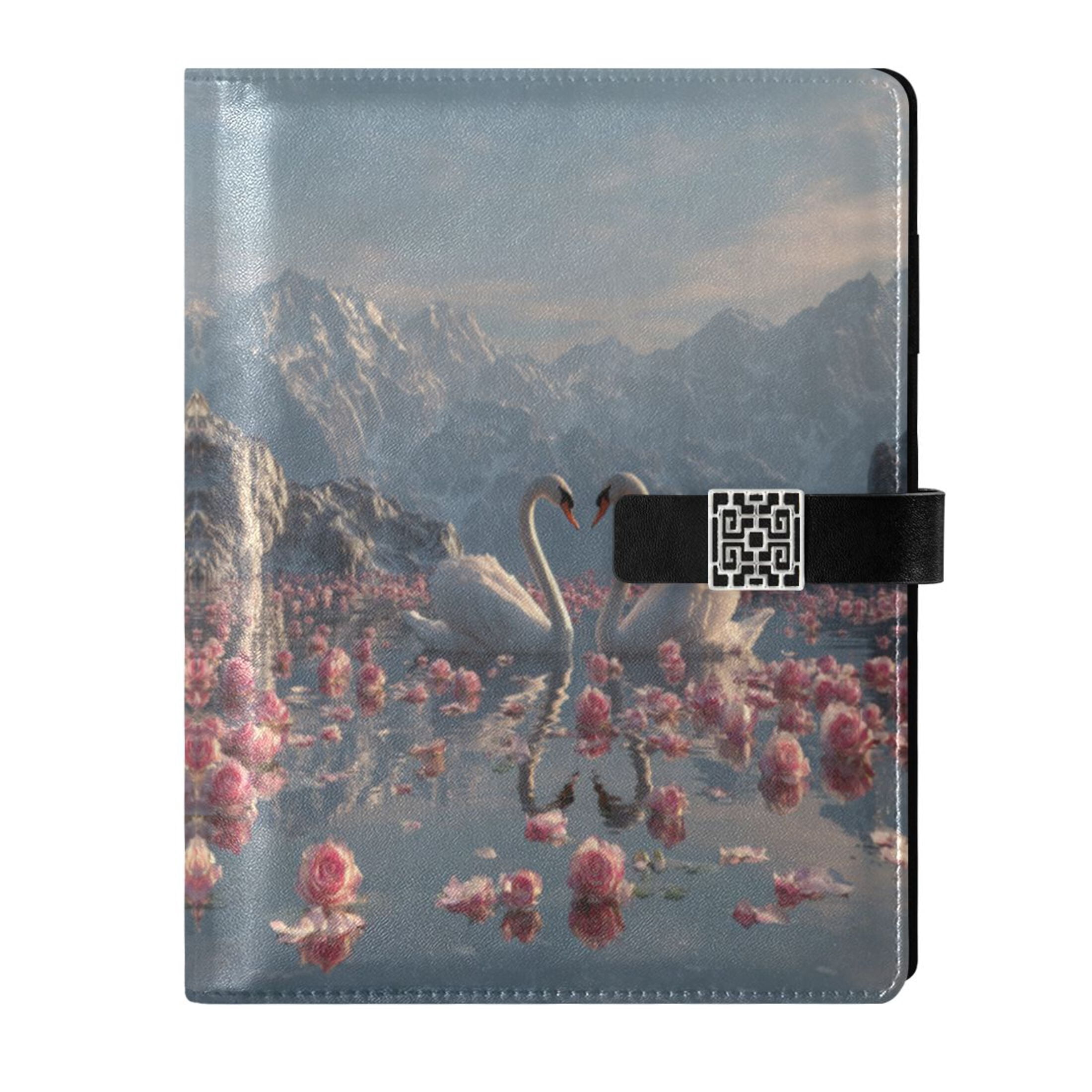 Leather Planner Leather Notebook Notebook Journal Binder Design Pen Pocket Design Convenient for Storage Two Loving Swans